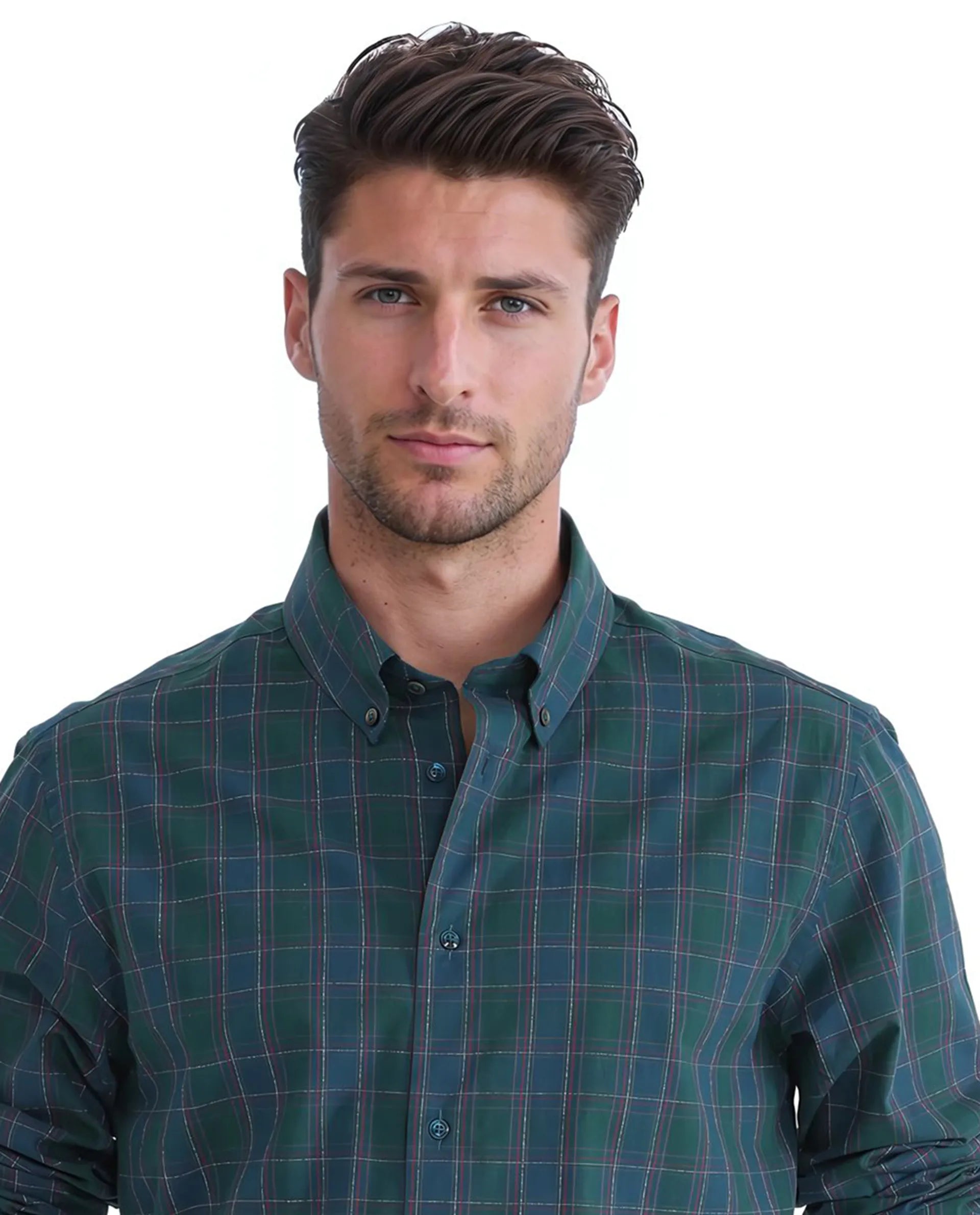 Rare Rabbit Men's Jessen Blue Cotton Fabric Full Sleeve Checks Shirt