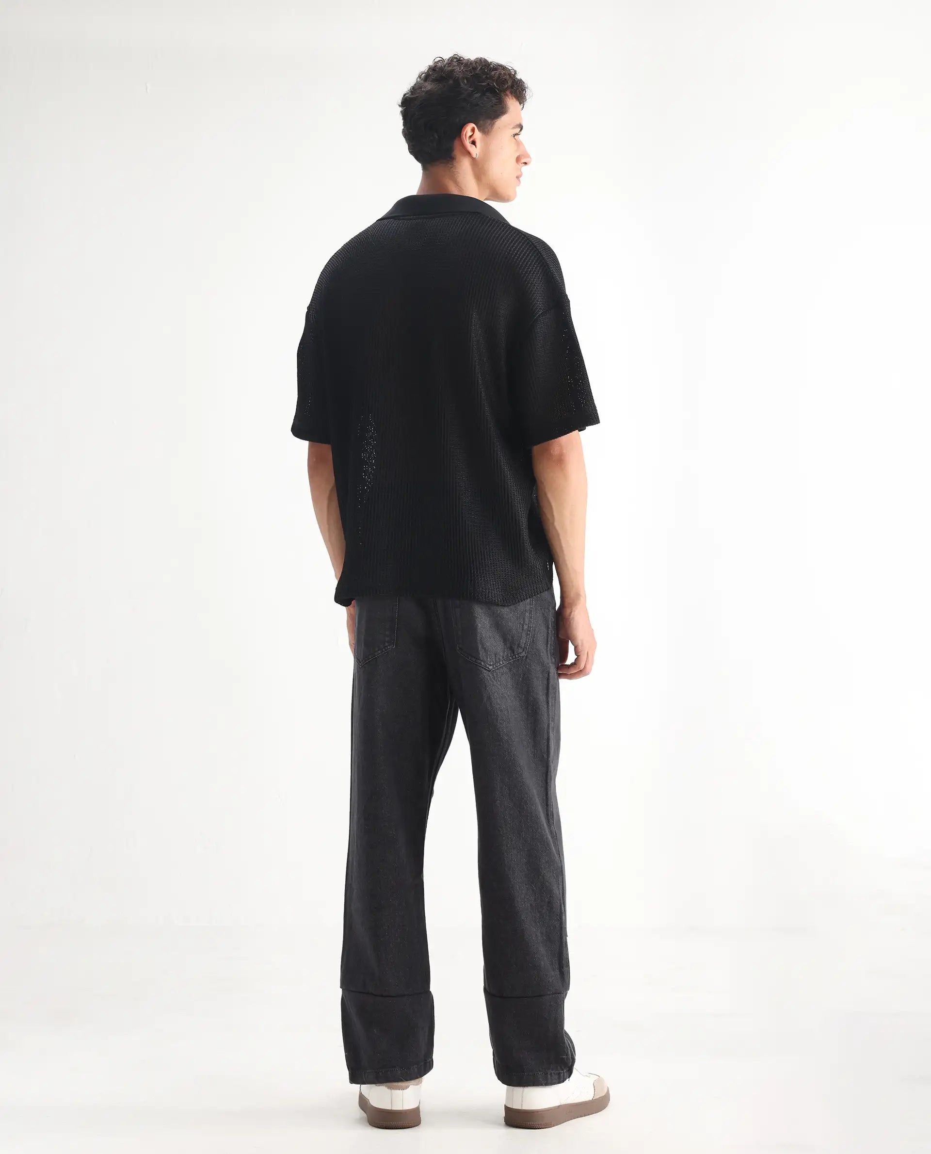 Rare Rabbit Men's Jettor Dark Grey Cotton Plain Relaxed Fit Jeans