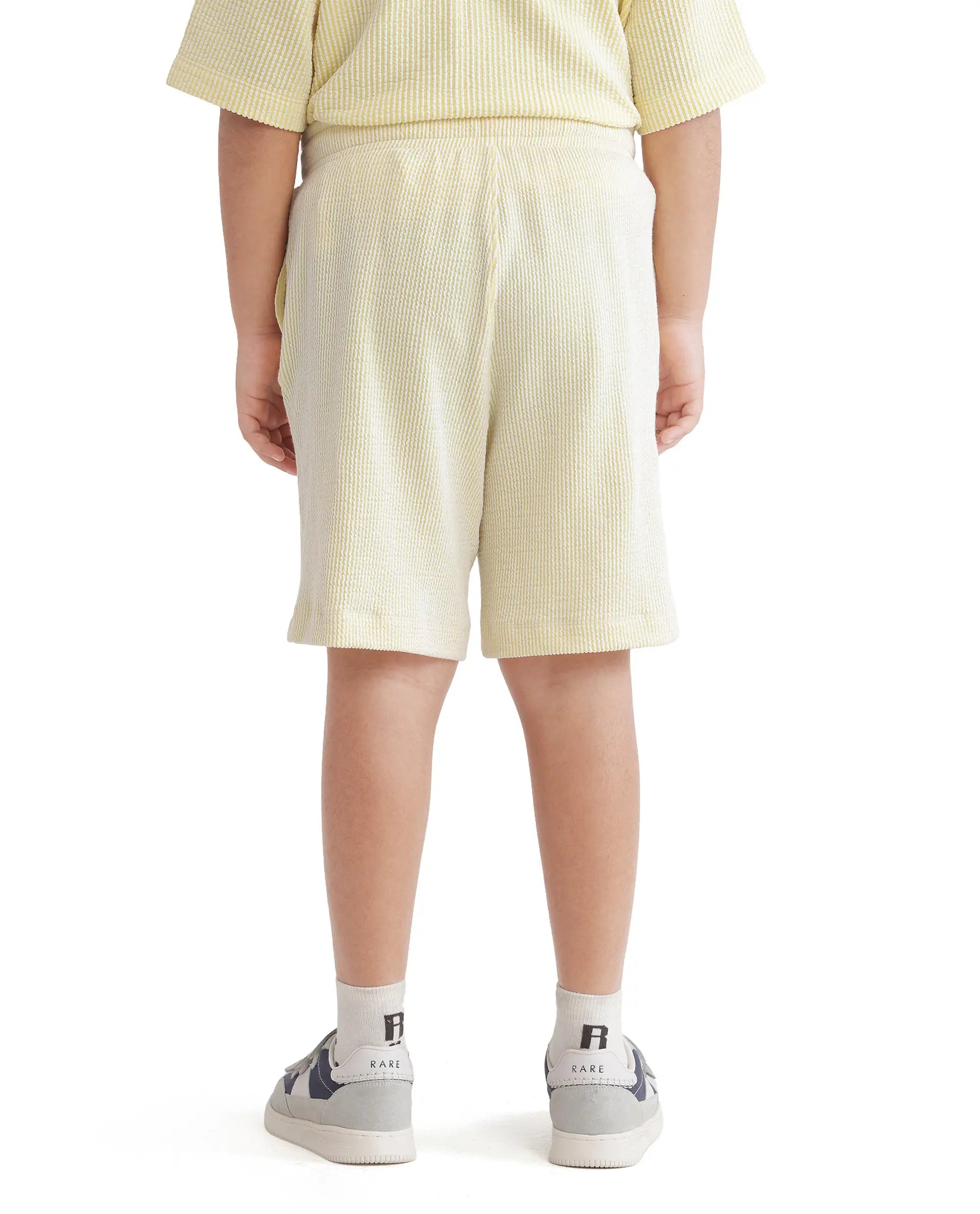 Rare Ones Kids John-B Yellow Cotton Blend Striped Drawstring Regular Fit Short