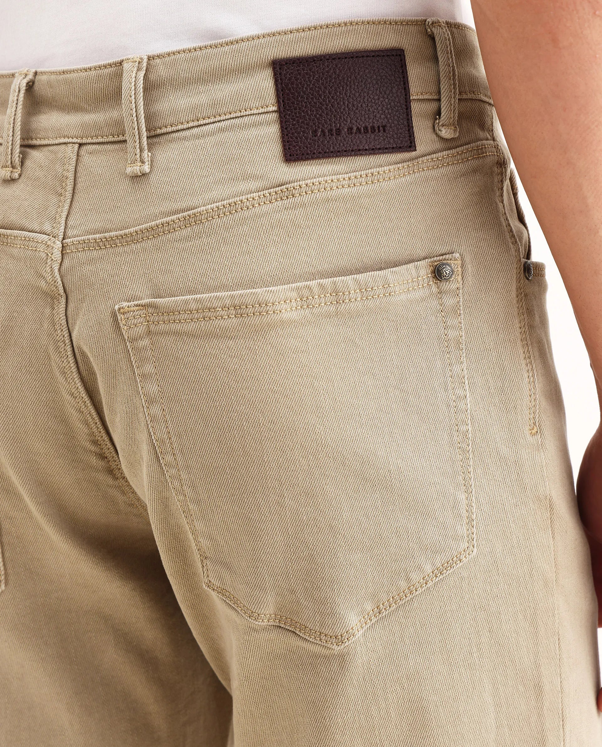 Rare Rabbit Men's Joel-G2 Khaki Cotton Blend Fabric Morris Regular Plain Jeans