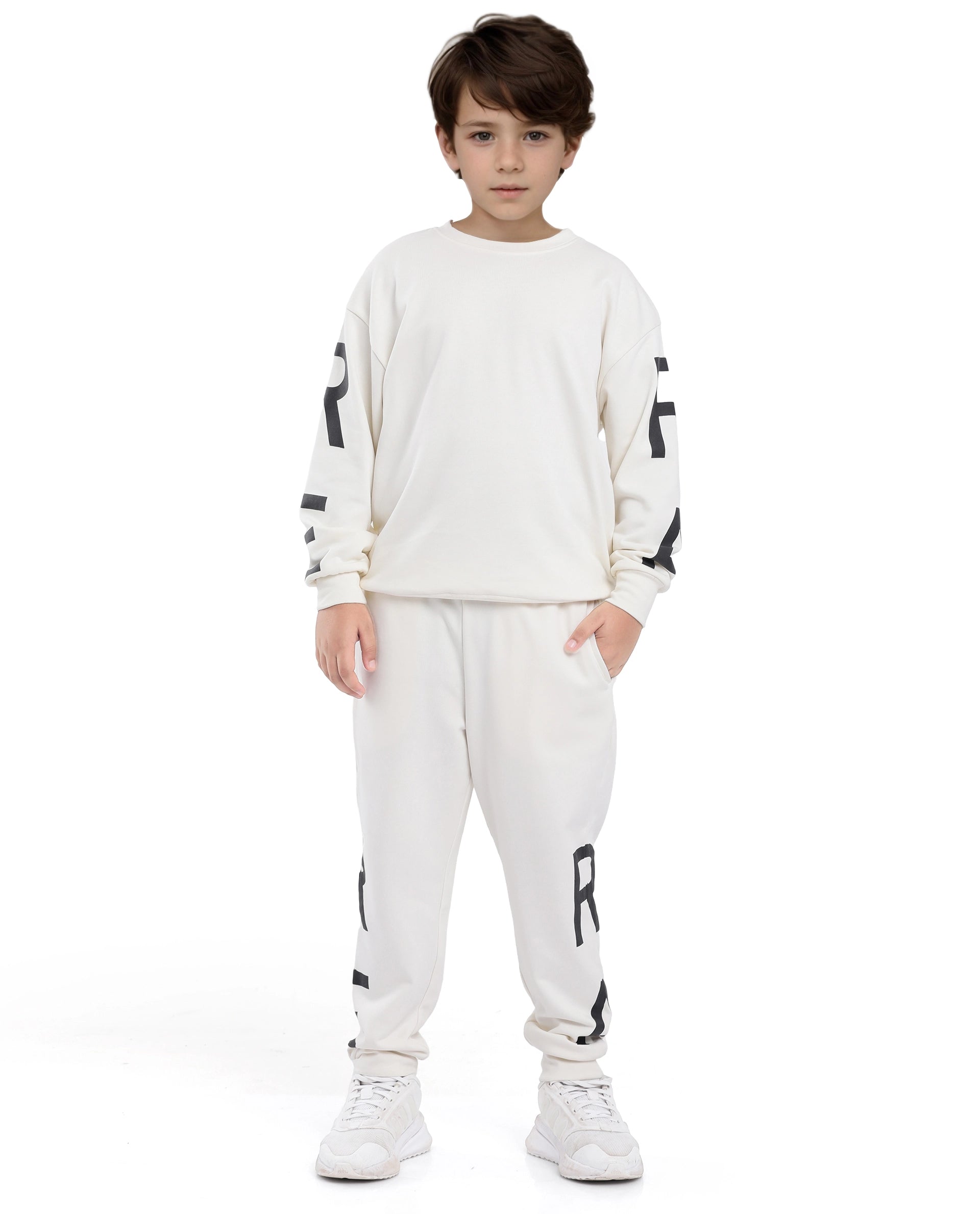 Rare Ones Kids Joen Off White Cotton Poly Full Sleeve Plastisol Print Sweatshirt