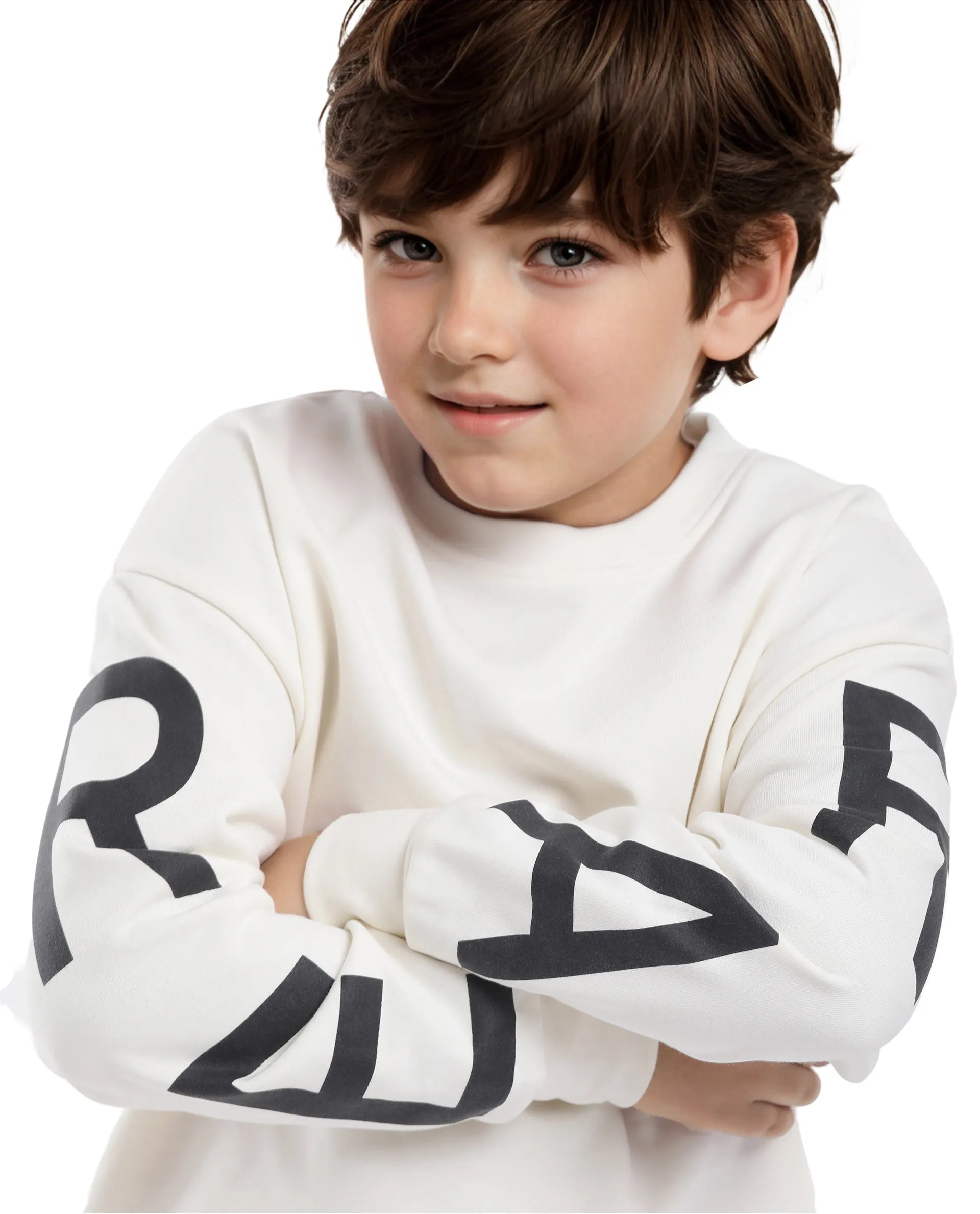 Rare Ones Kids Joen Off White Cotton Poly Full Sleeve Plastisol Print Sweatshirt