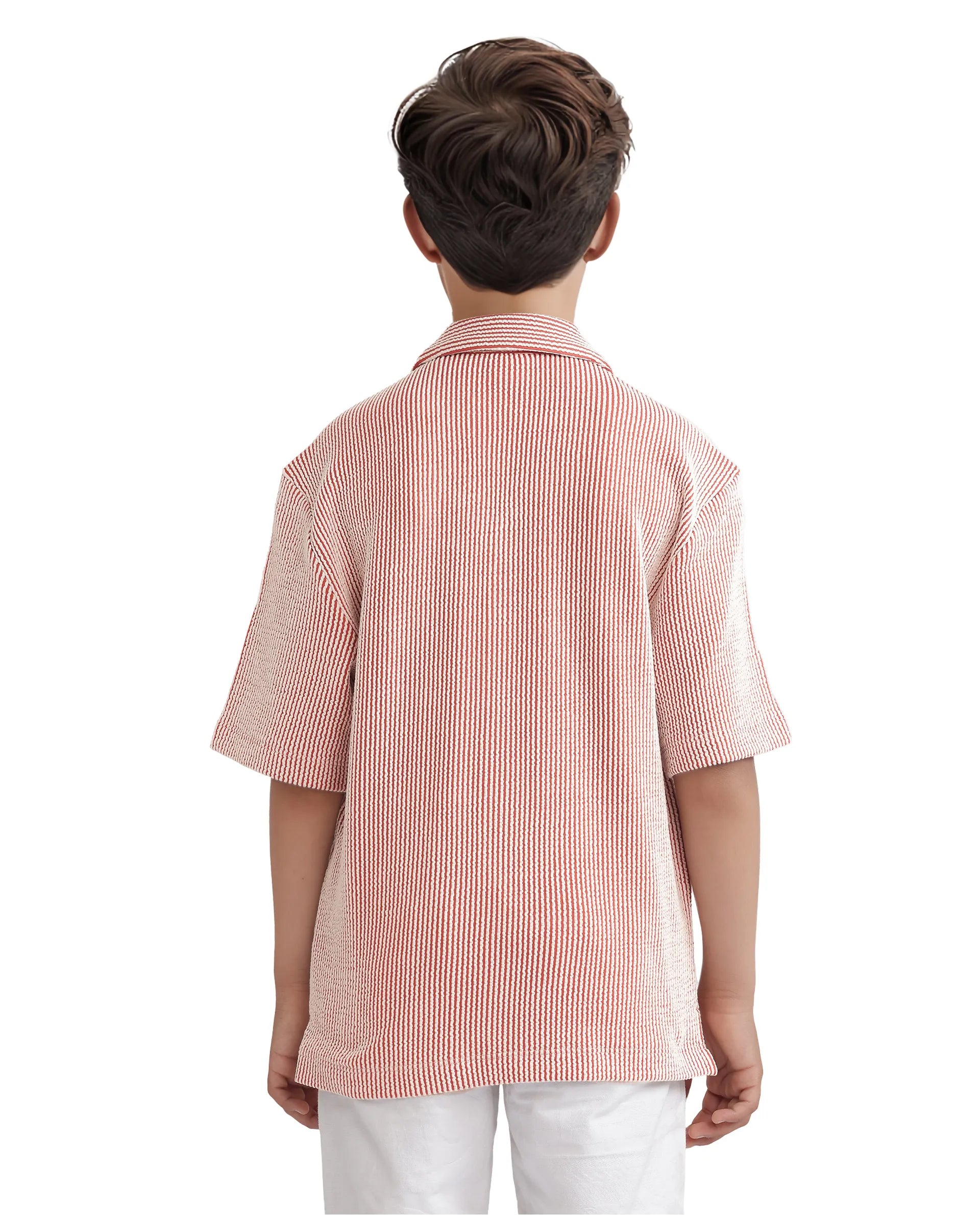 Rare Ones Kids John-S Rust Cotton Blend Short Sleeve Solid Regular Shirt