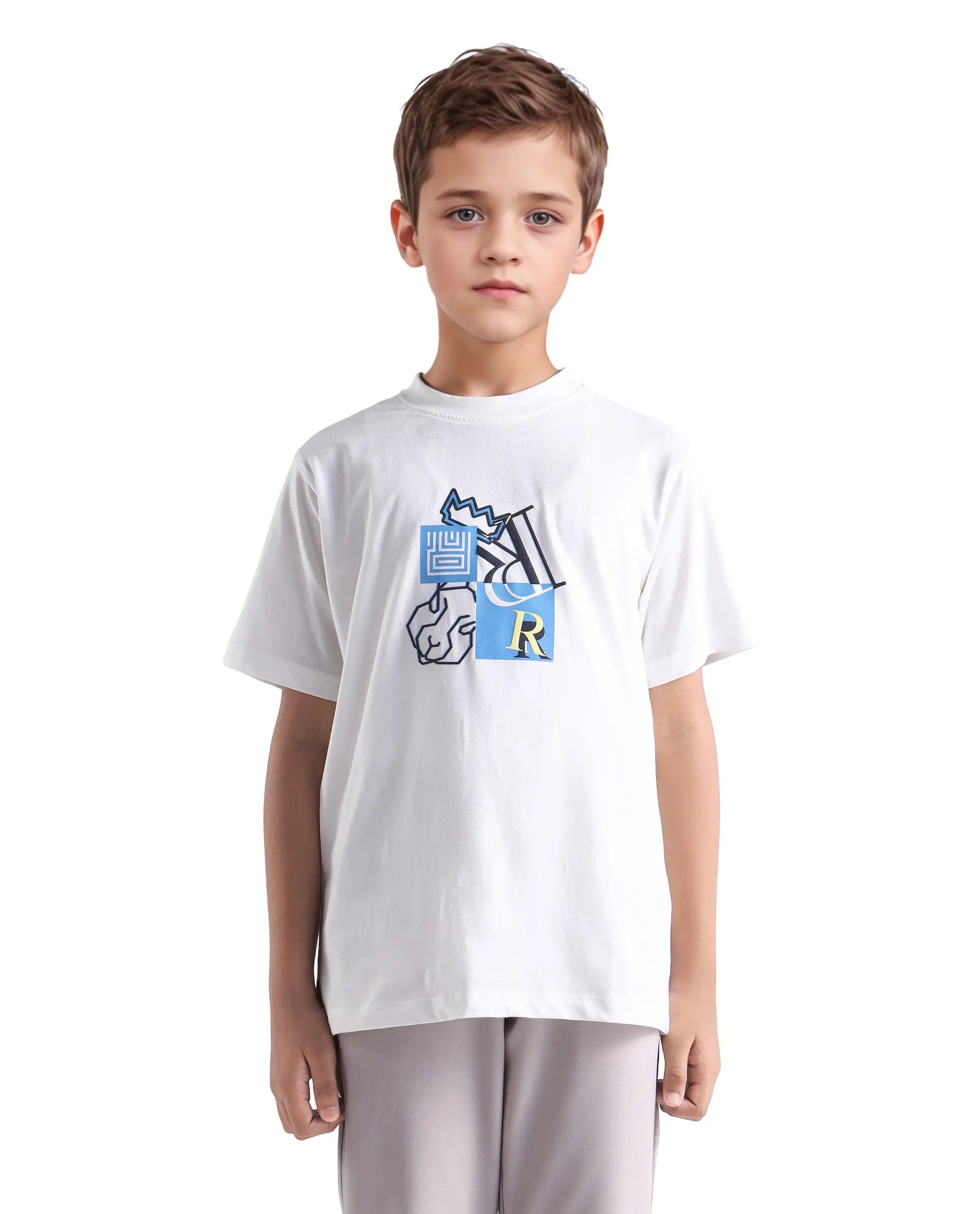 Rare Ones Kids Jolt-K White Cotton Hd Print Regular Fit T-Shirt