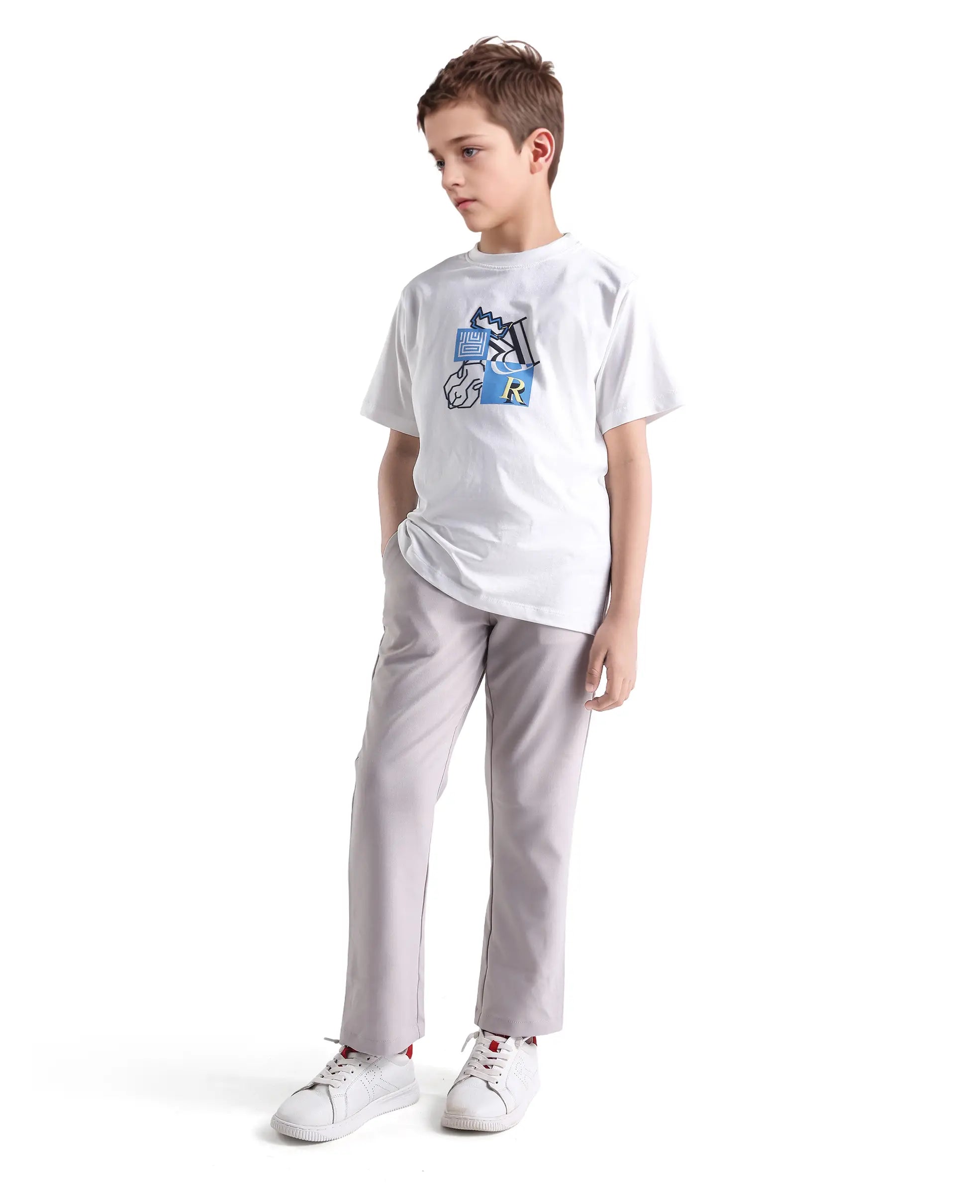 Rare Ones Kids Jolt-K White Cotton Hd Print Regular Fit T-Shirt