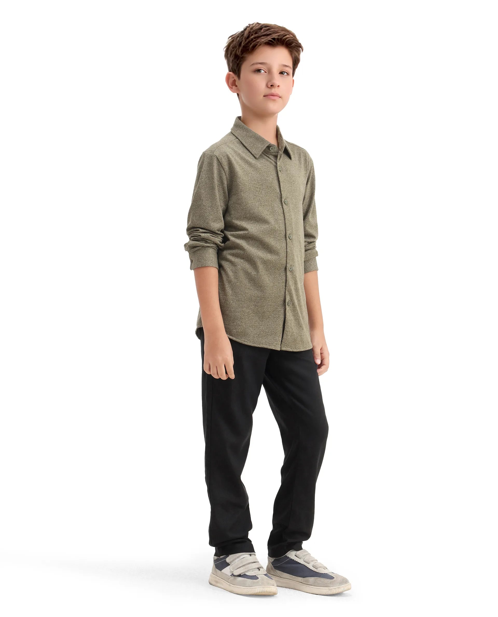 Rare Ones Kids Jomok-B Black Linen Blend Plain Button Closure Regular Fit Trouser