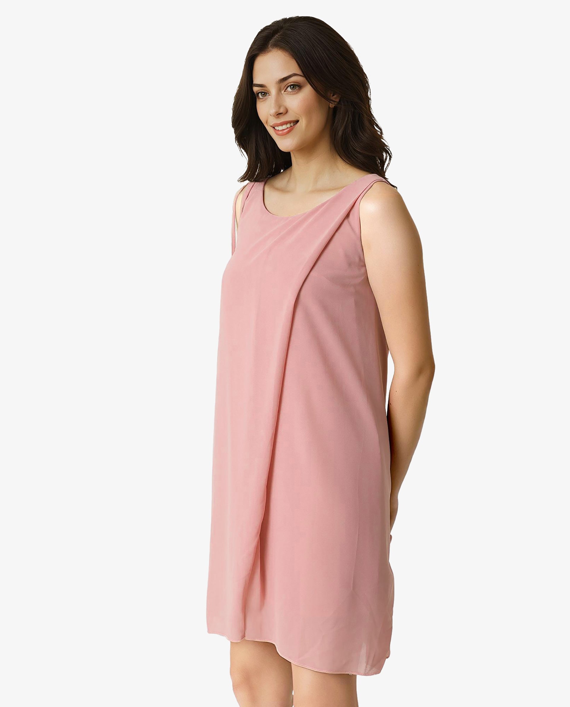 Rareism Women Jonas Pink Boat Neck Sleeveless Mini Dress