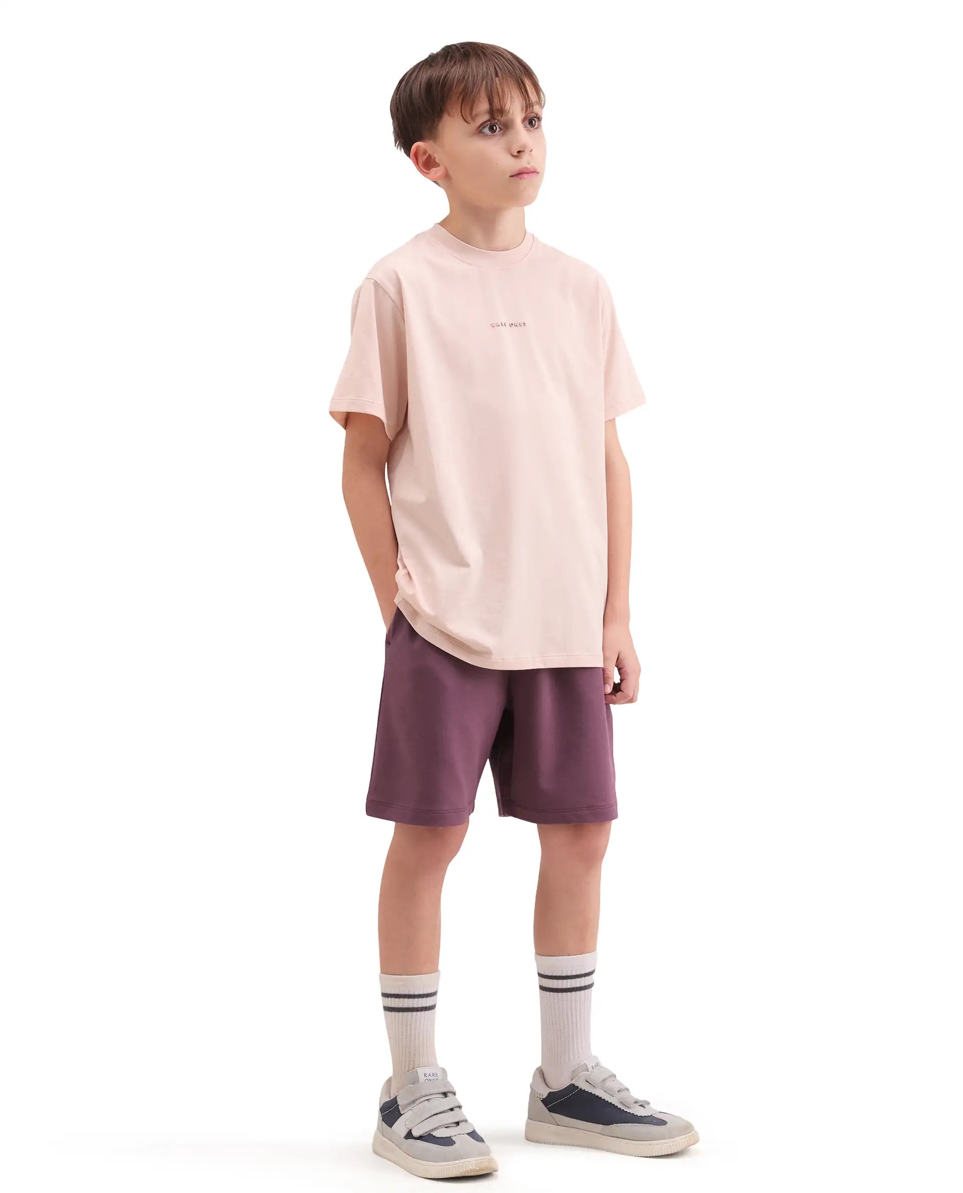 Rare Ones Kids Jonty-B Dark Purple Cotton Blend Fabric Drawstring Closure Regular Fit Shorts