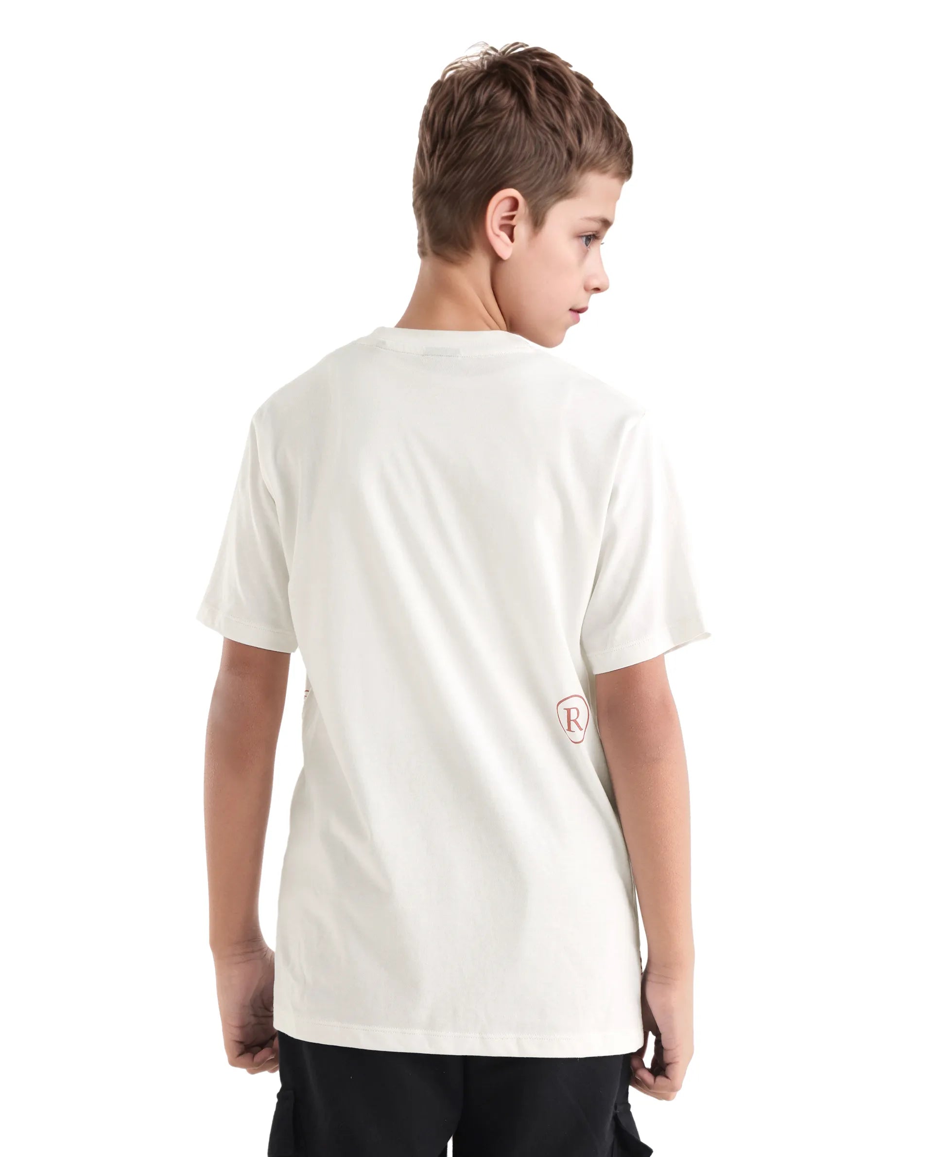 Rare Ones Kids Joon Off White Cotton All Over Print Pull On Closure Regular Fit T-Shirt