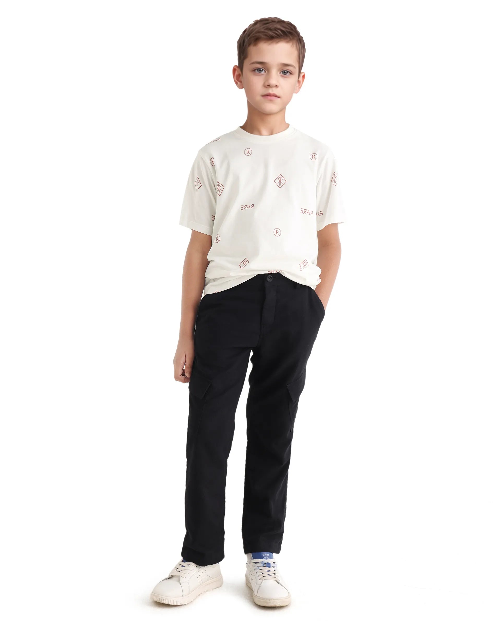 Rare Ones Kids Joon Off White Cotton All Over Print Pull On Closure Regular Fit T-Shirt