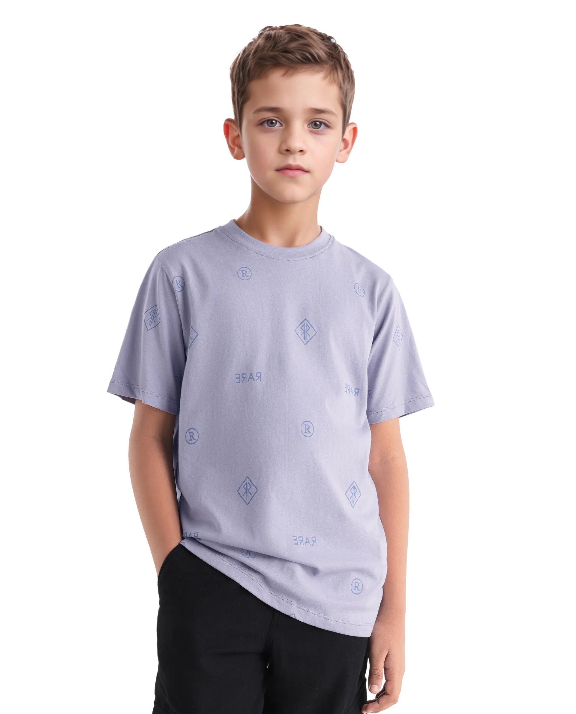 Rare Ones Kids Joon Light Purple Cotton All Over Print Pull On Closure Regular Fit T-Shirt