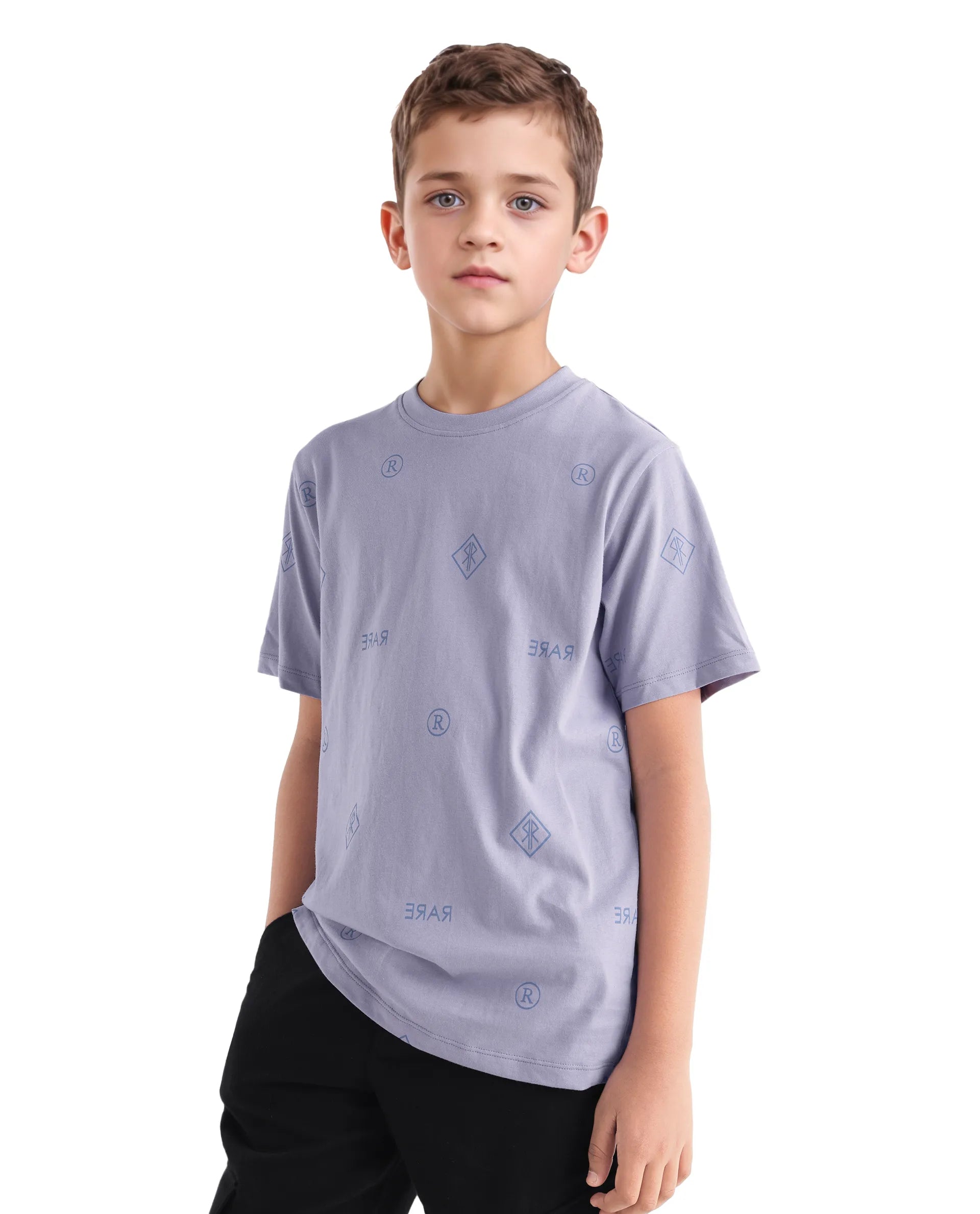 Rare Ones Kids Joon Light Purple Cotton All Over Print Pull On Closure Regular Fit T-Shirt
