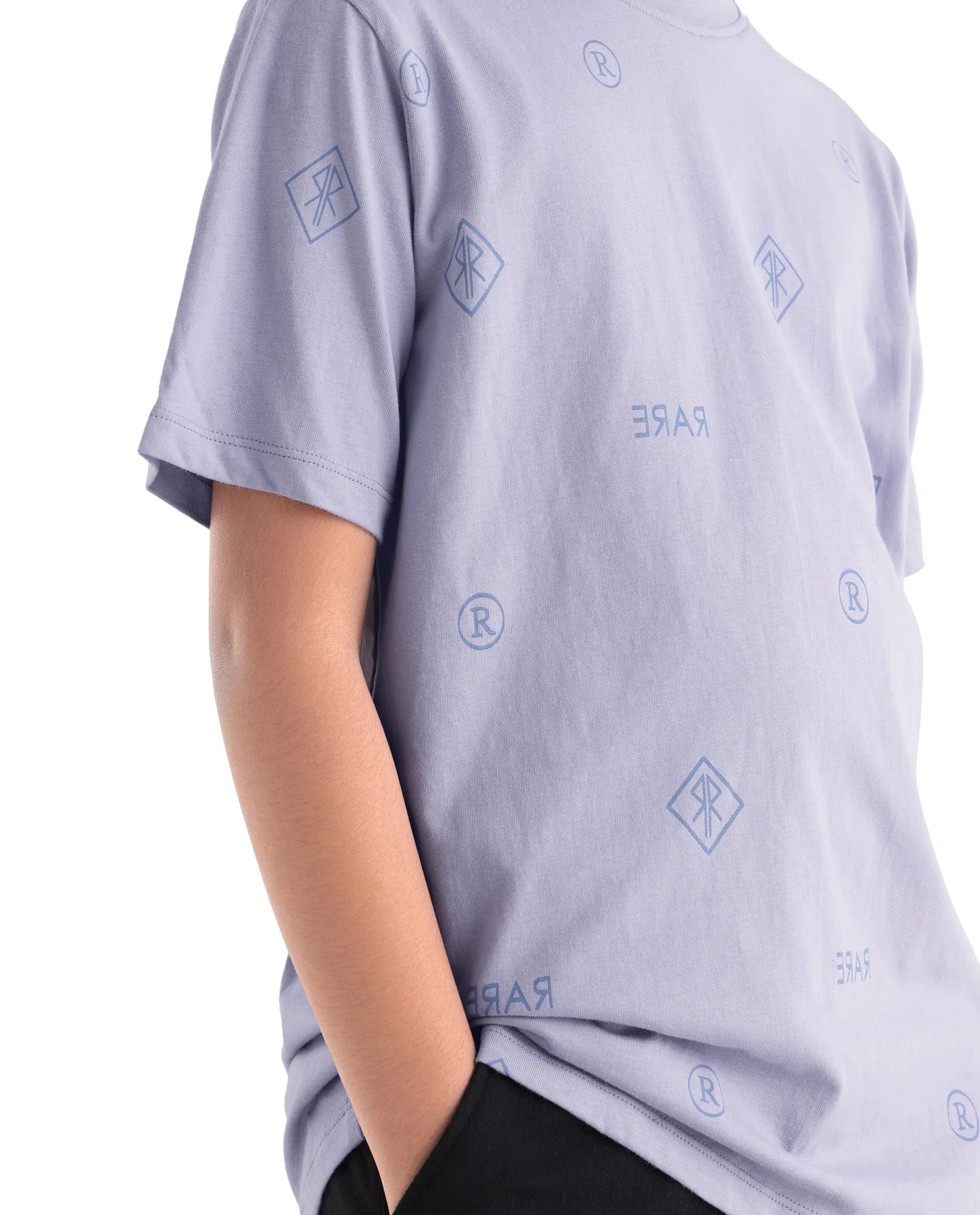 Rare Ones Kids Joon Light Purple Cotton All Over Print Pull On Closure Regular Fit T-Shirt