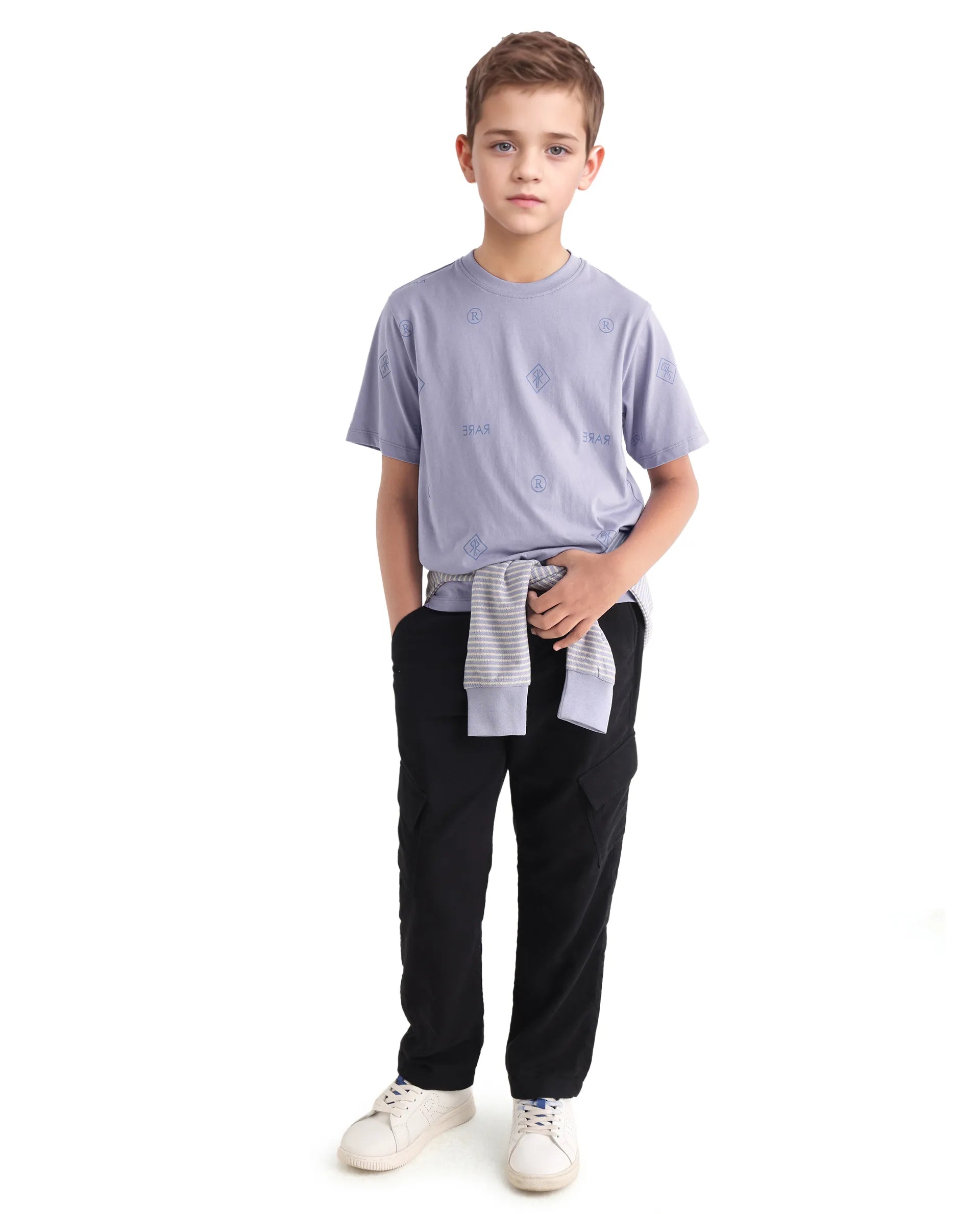 Rare Ones Kids Joon Light Purple Cotton All Over Print Pull On Closure Regular Fit T-Shirt