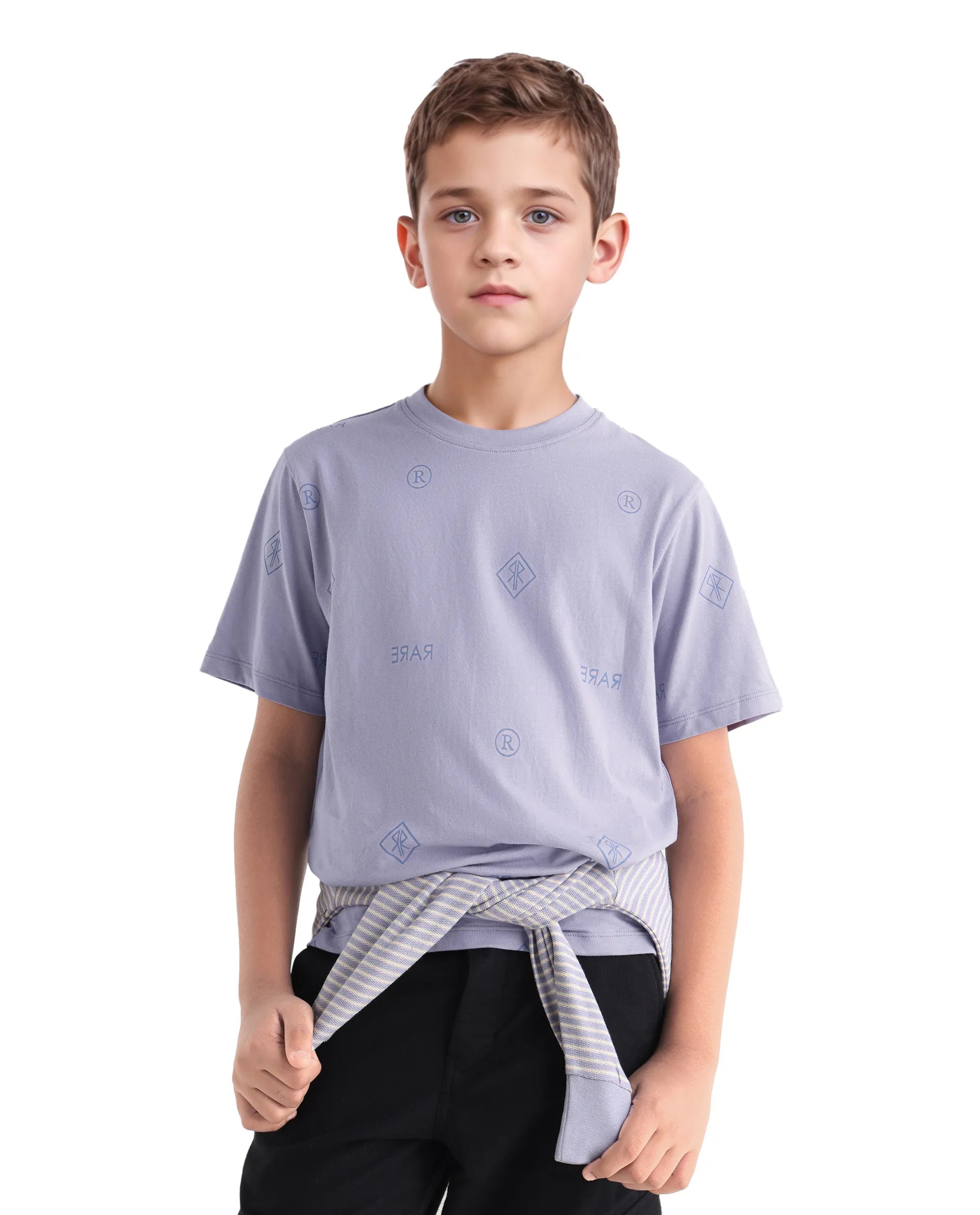 Rare Ones Kids Joon Light Purple Cotton All Over Print Pull On Closure Regular Fit T-Shirt