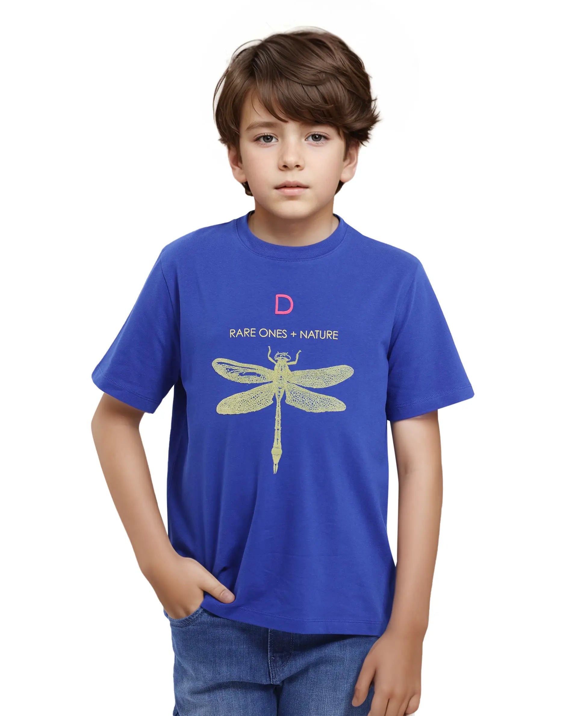 Rare Ones Kids Jos Blue Cotton Short Sleeve Regular Fit HD Placement Print T-Shirt