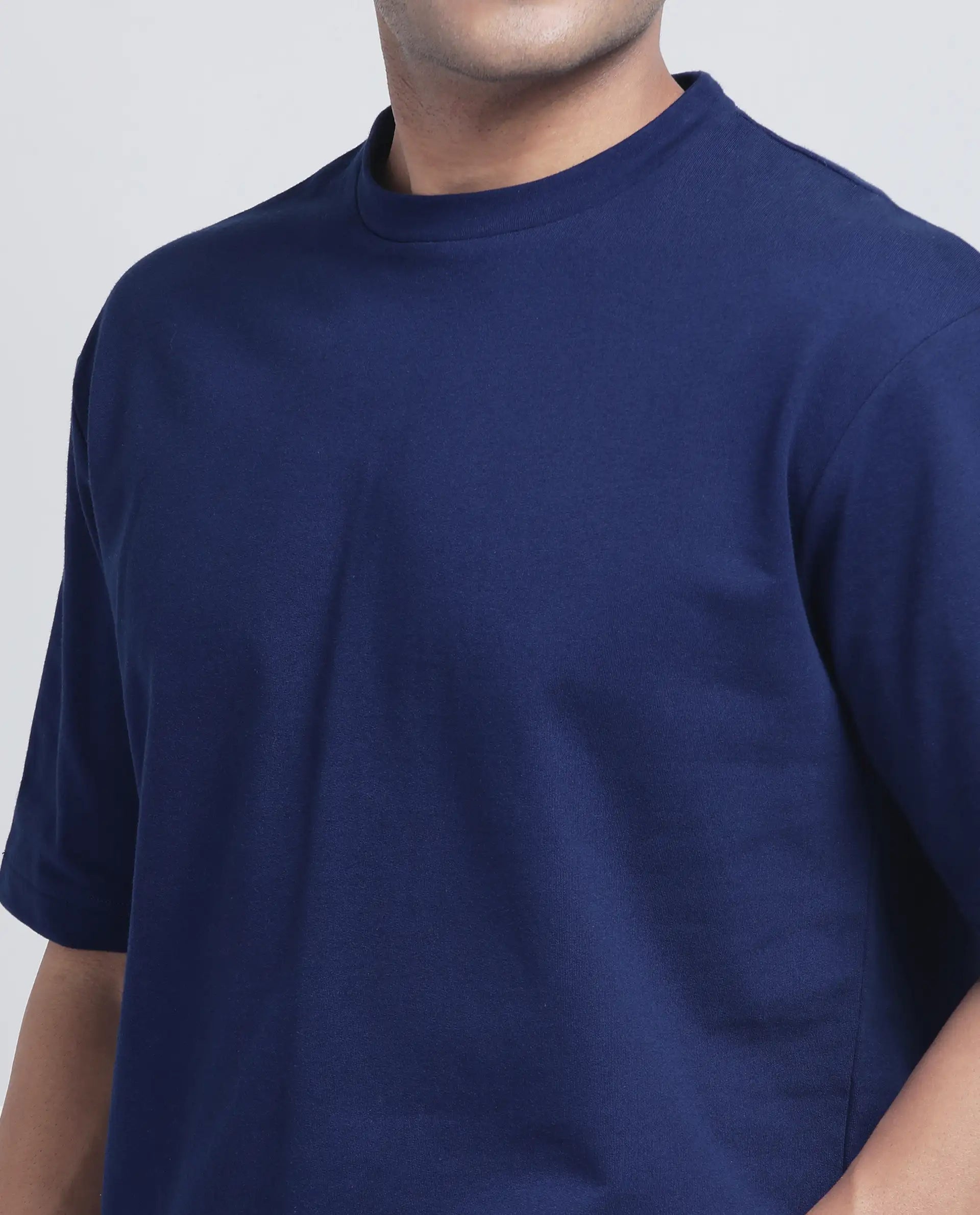 Rare Rabbit Men's Jot Blue Cotton Fabric Sleeveless Crew Neck Boxy Fit Printed T-Shirt