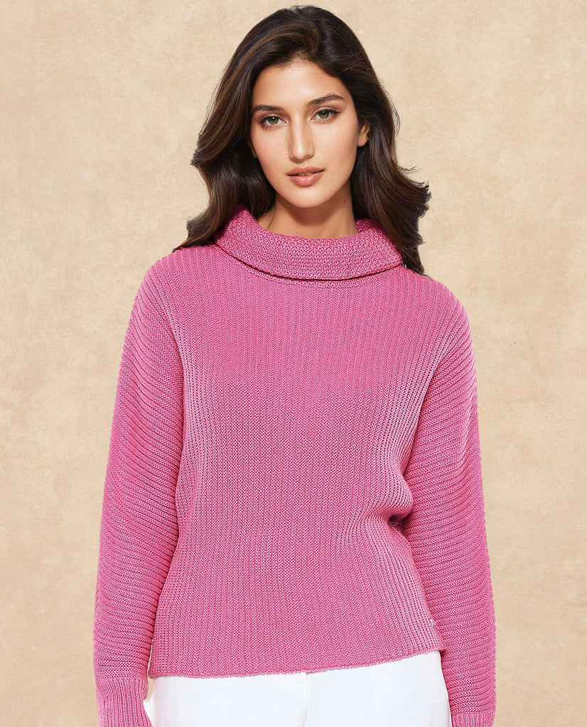 humoresque soft turtle neck / pink｜Soft Rib Turtleneck - Pink