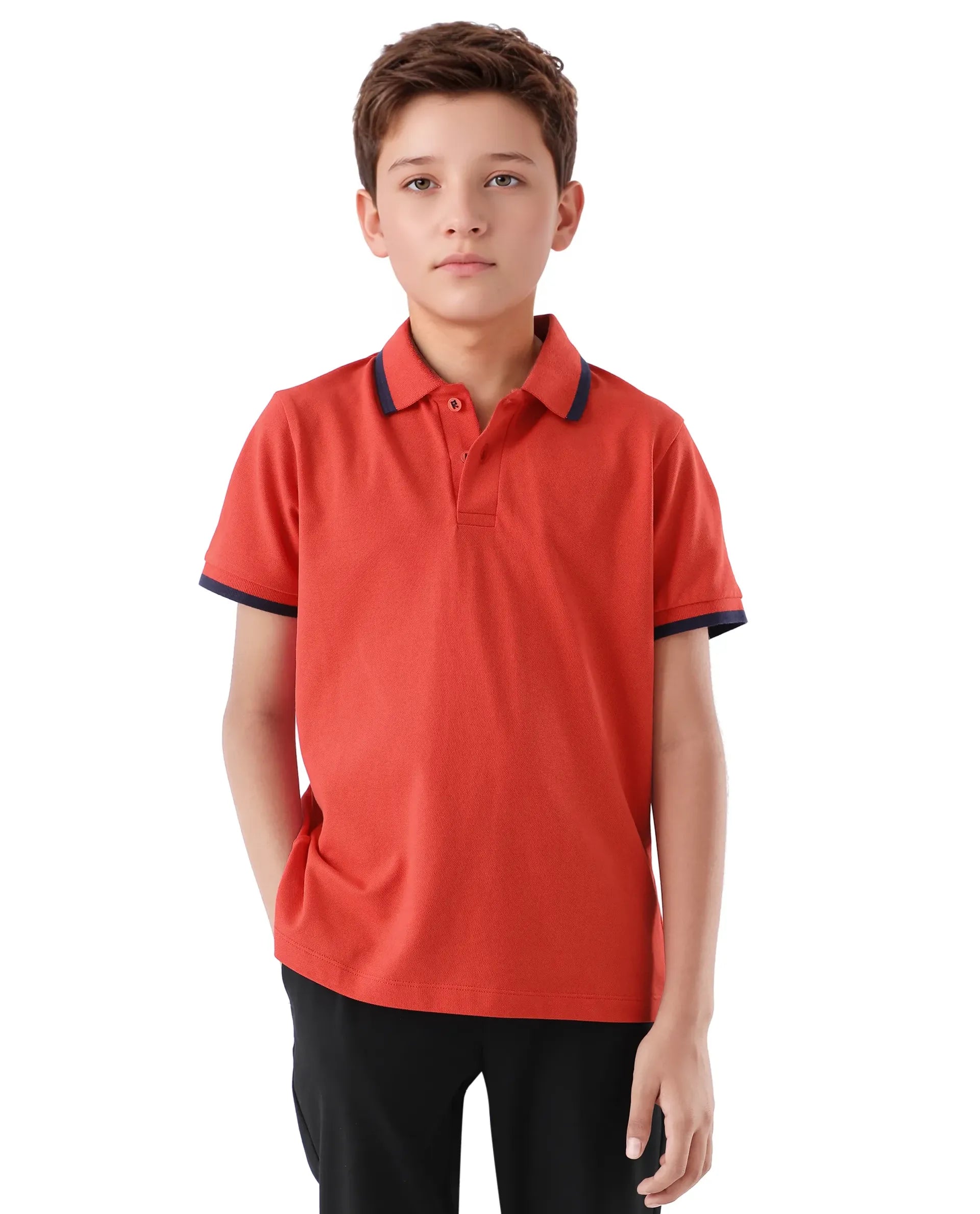 Rare Ones Kids Juno Red Cotton Blend Half Sleeve Printed Regular Fit Polo