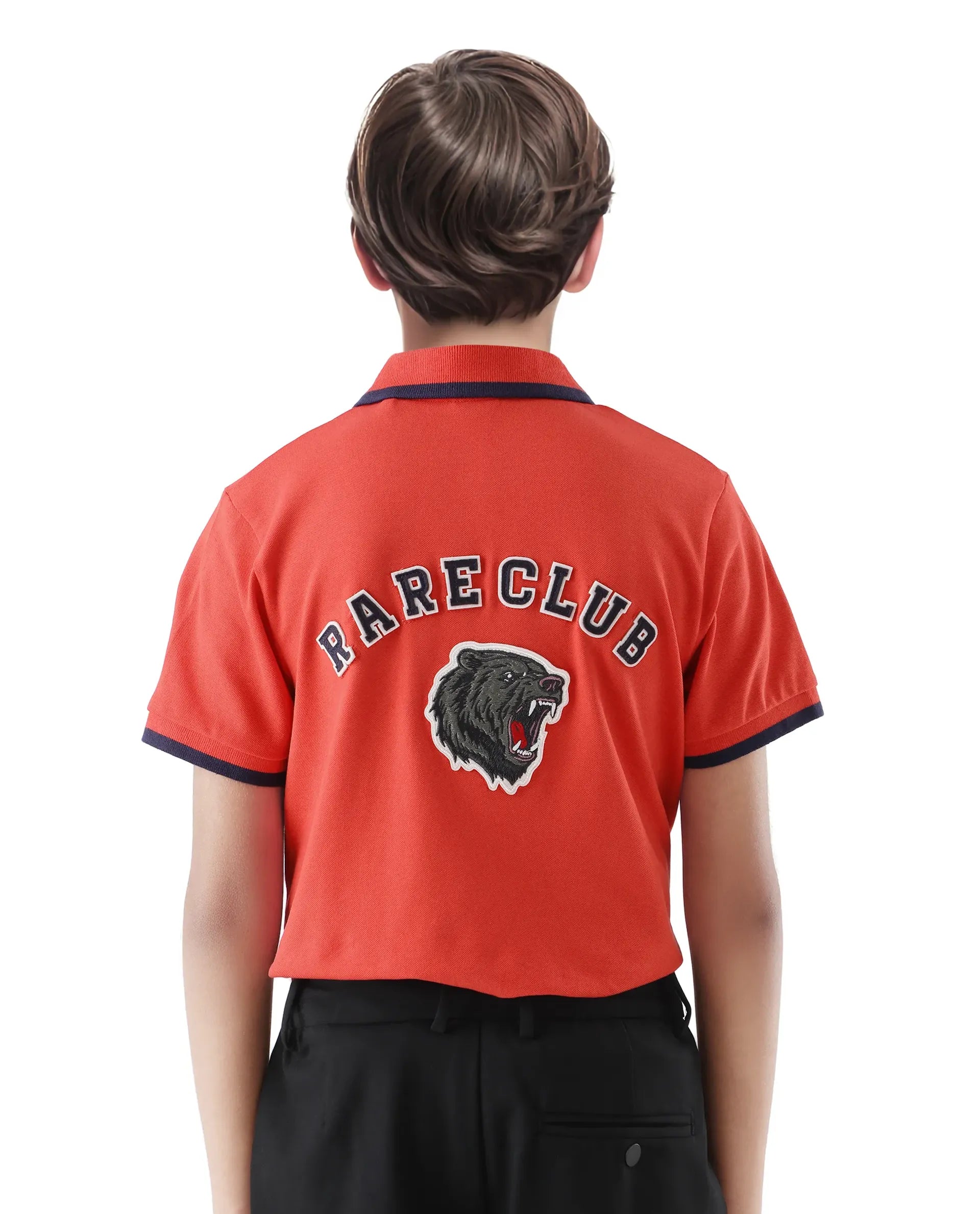 Rare Ones Kids Juno Red Cotton Blend Half Sleeve Printed Regular Fit Polo