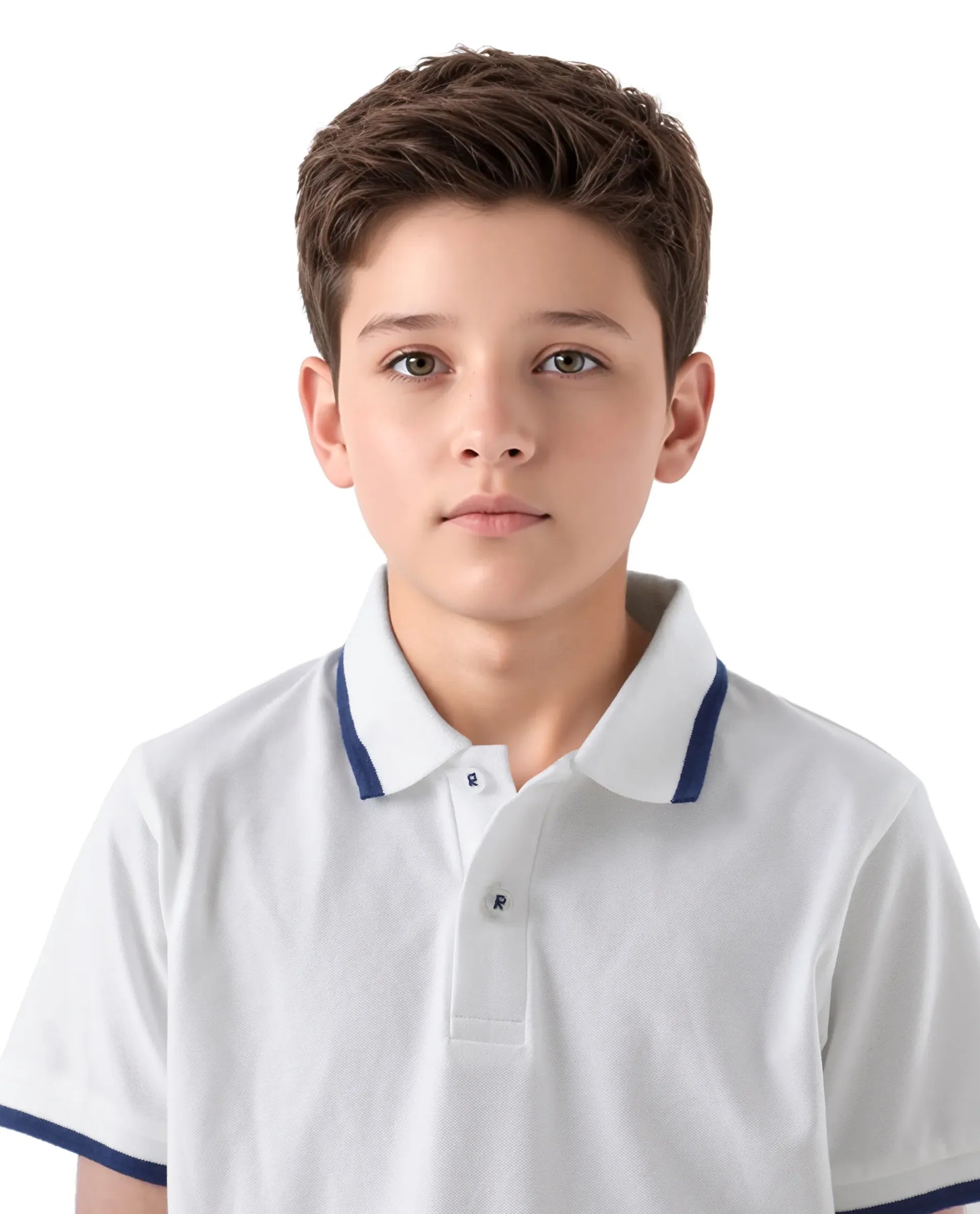 Rare Ones Kids Juno White Cotton Blend Half Sleeve Printed Regular Fit Polo