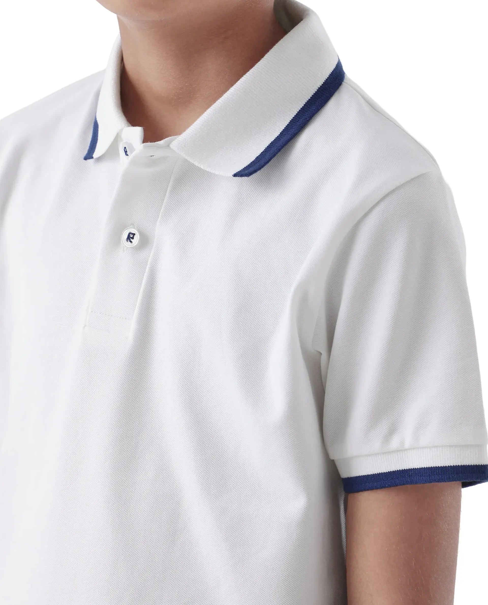 Rare Ones Kids Juno White Cotton Blend Half Sleeve Printed Regular Fit Polo