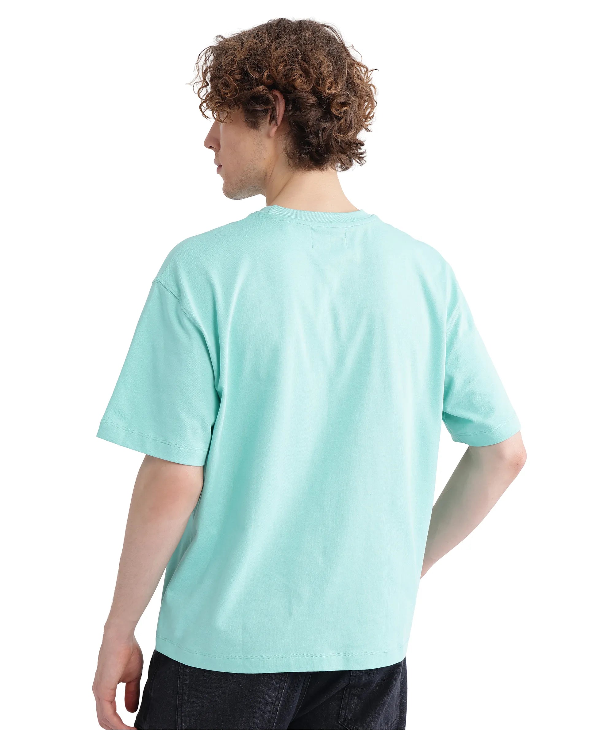 Rare Rabbit Men Just Light Green Cotton Fabric Short Sleeve Crew Neck Graphic Print T-Shirt