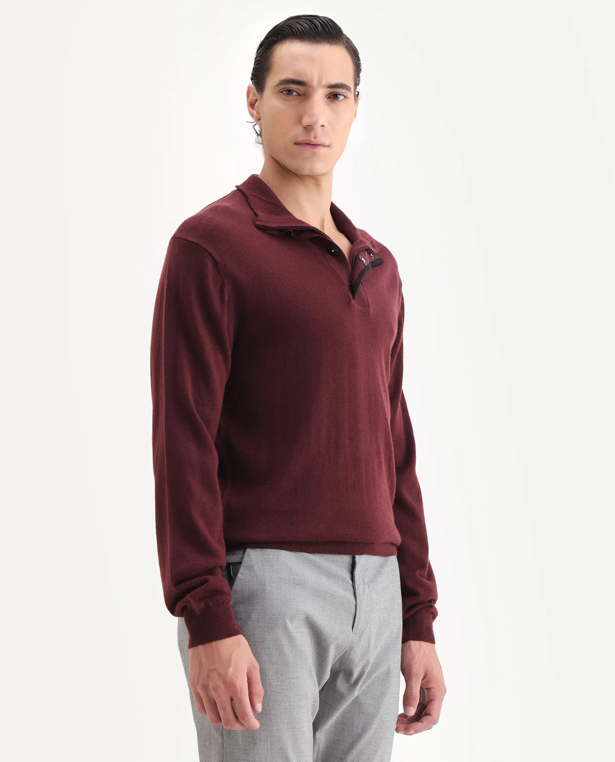 Rare Rabbit Men's Johny-25 Light Maroon Acrylic Fabric Full Sleeve High Neck Plain Sweater