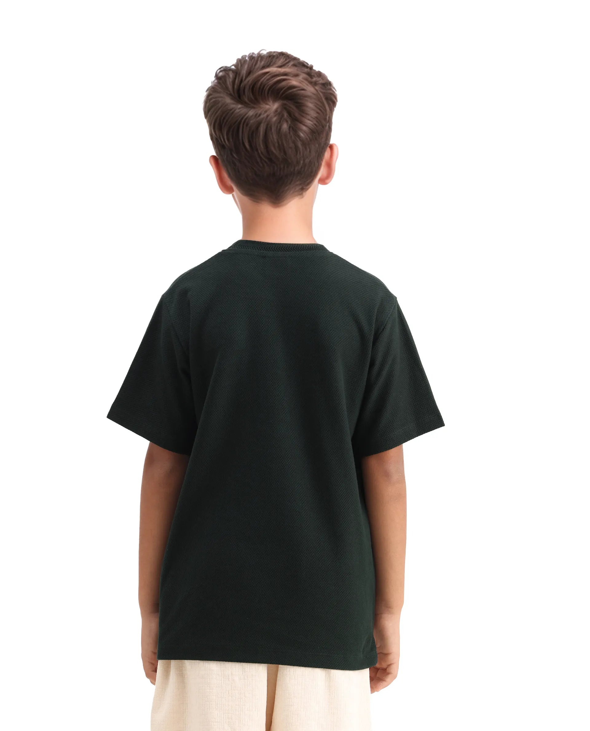 Rare Ones Kids Kade Dark Green Cotton Hd Print Regular Fit T-Shirt