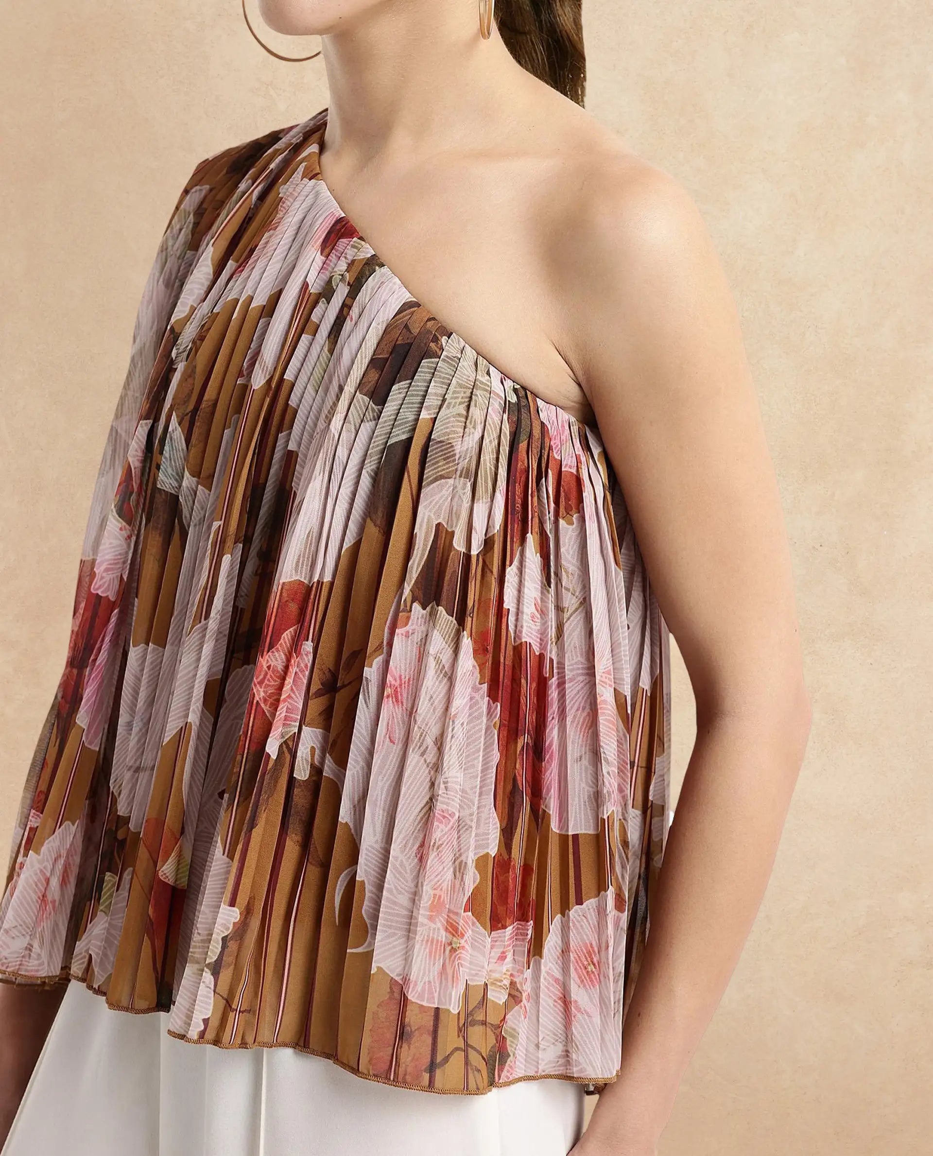 Rareism Women Kamri Multi Sleeveless One Shoulder Floral Print Top