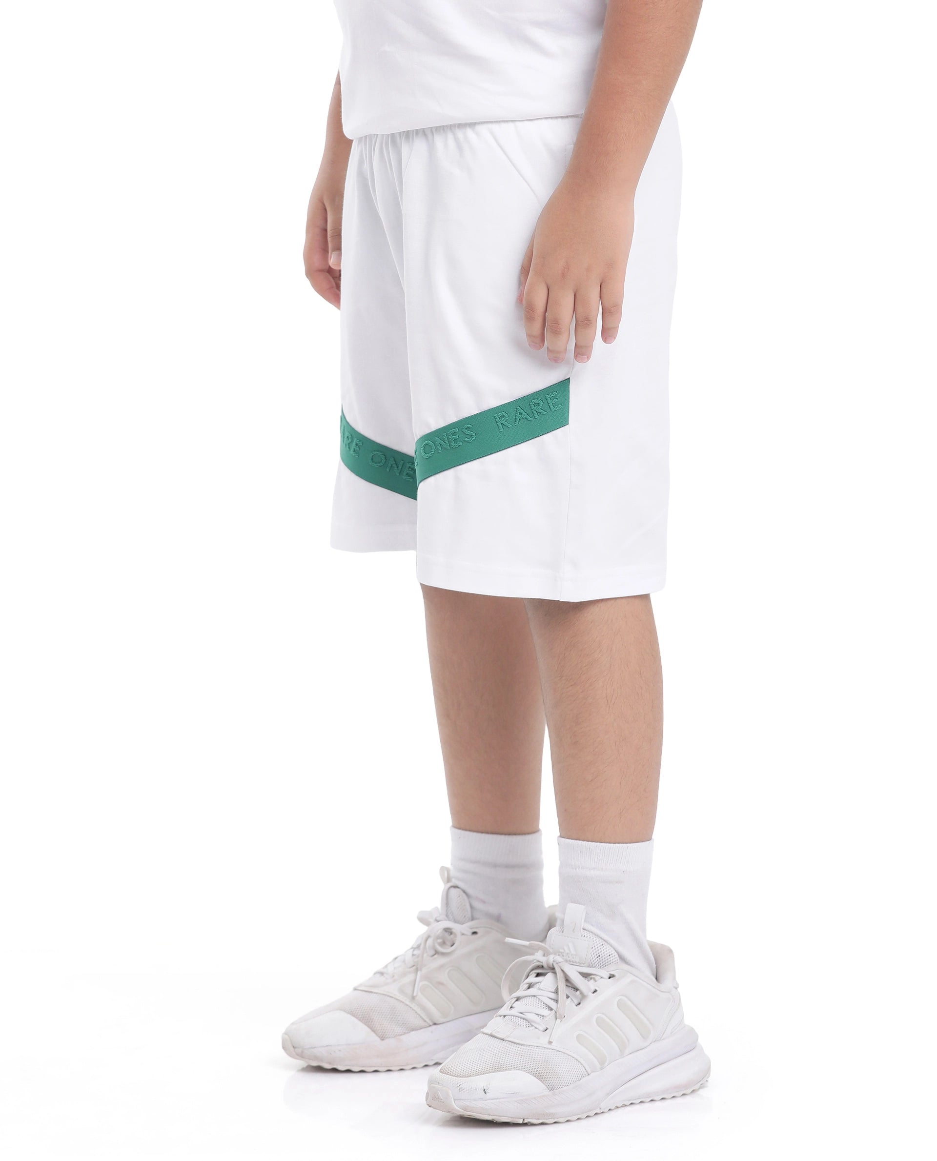 Rare Ones Kids Kam White Cotton Pigment Print Shorts