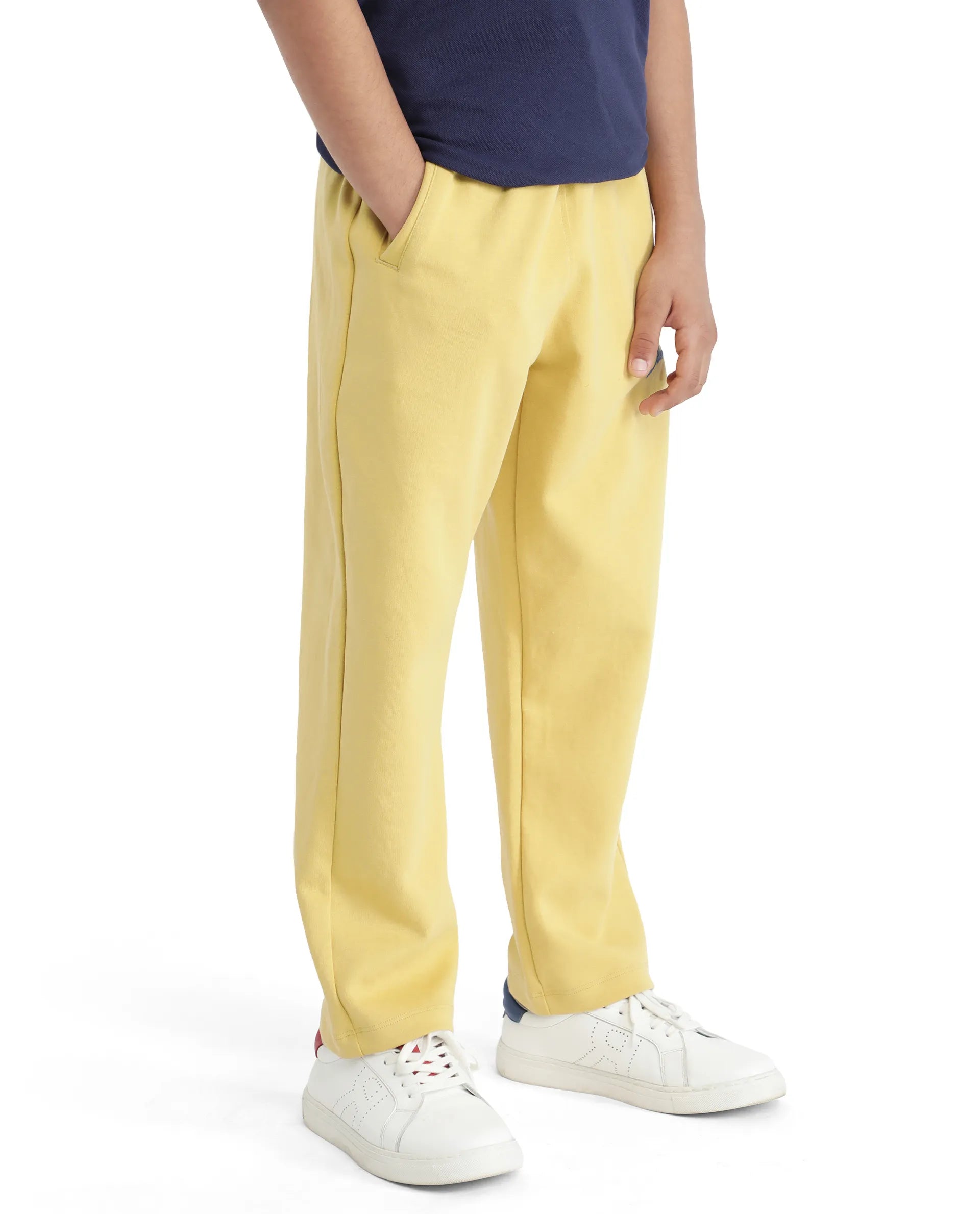 Rare Ones Kids Kan Yellow Cotton Poly Flock Print Trackpant