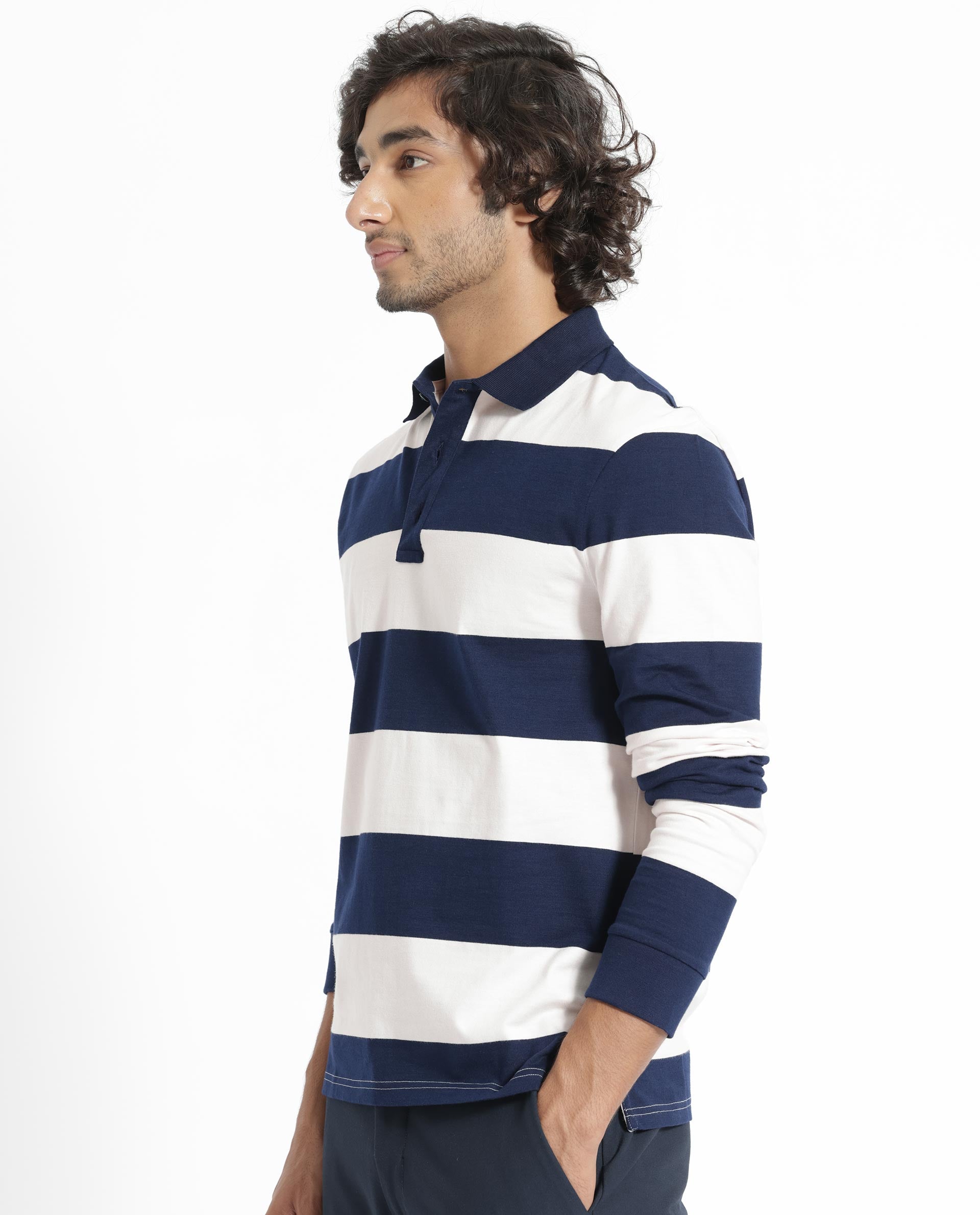 Striped polo t top shirt