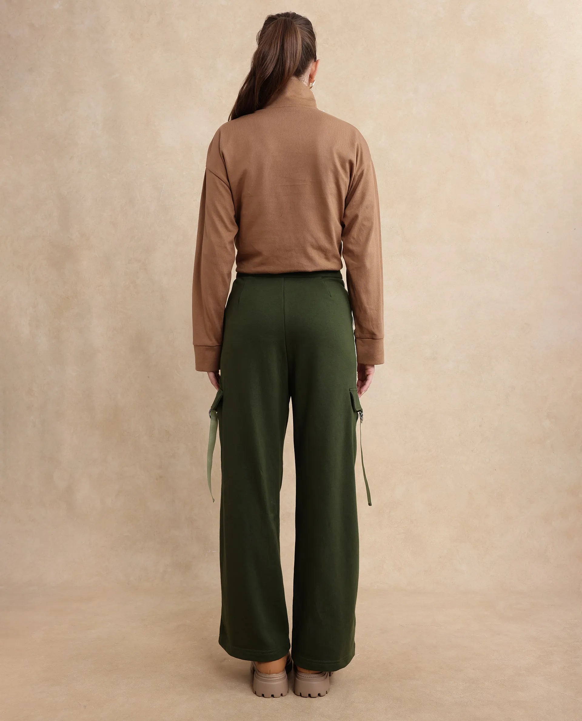 Rareism Women Kar Olive Plain Track Pant