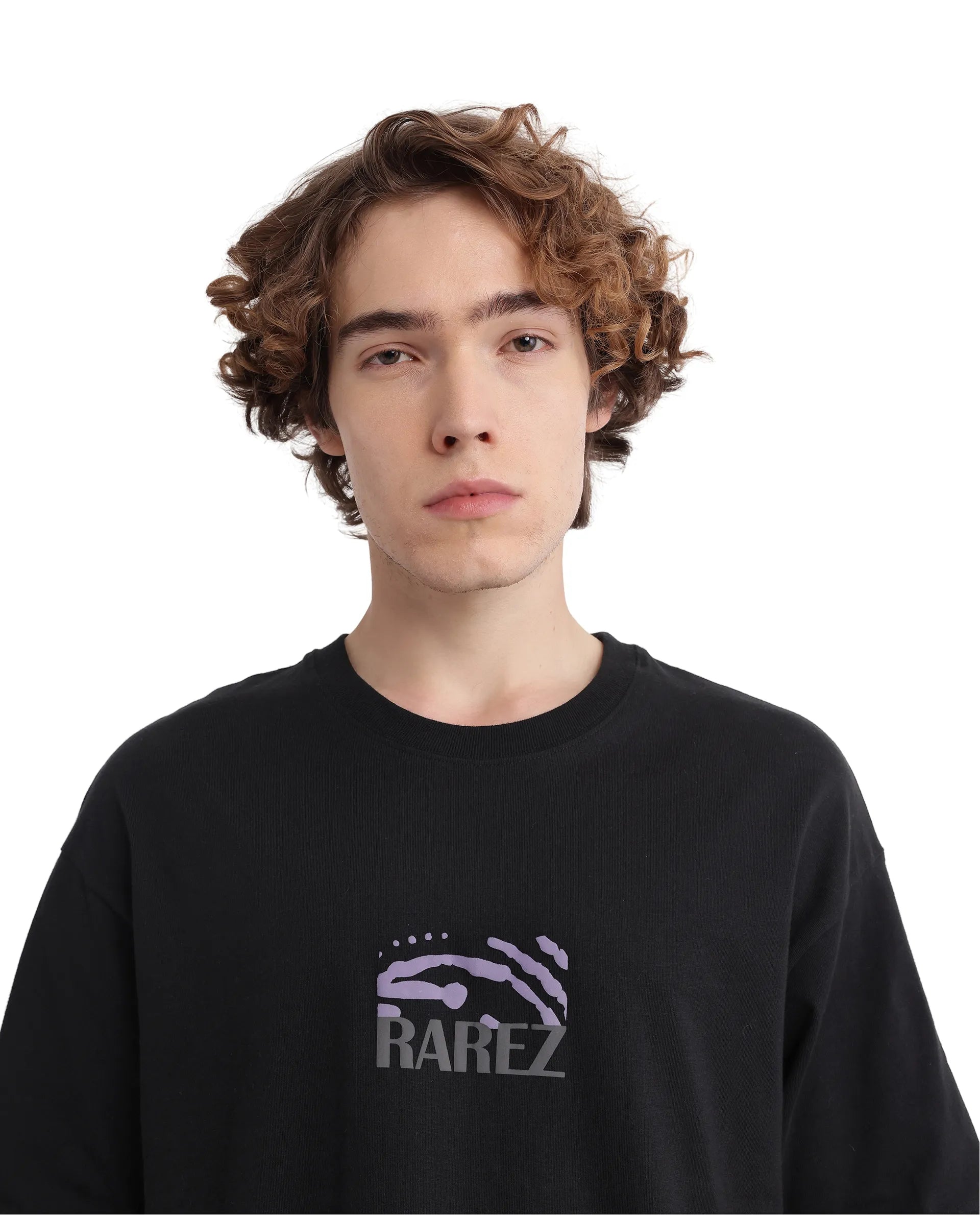 Rare Rabbit Men Karwo Black Cotton Fabric Short Sleeve Crew Neck Oversized Fit Graphic Print T-Shirt