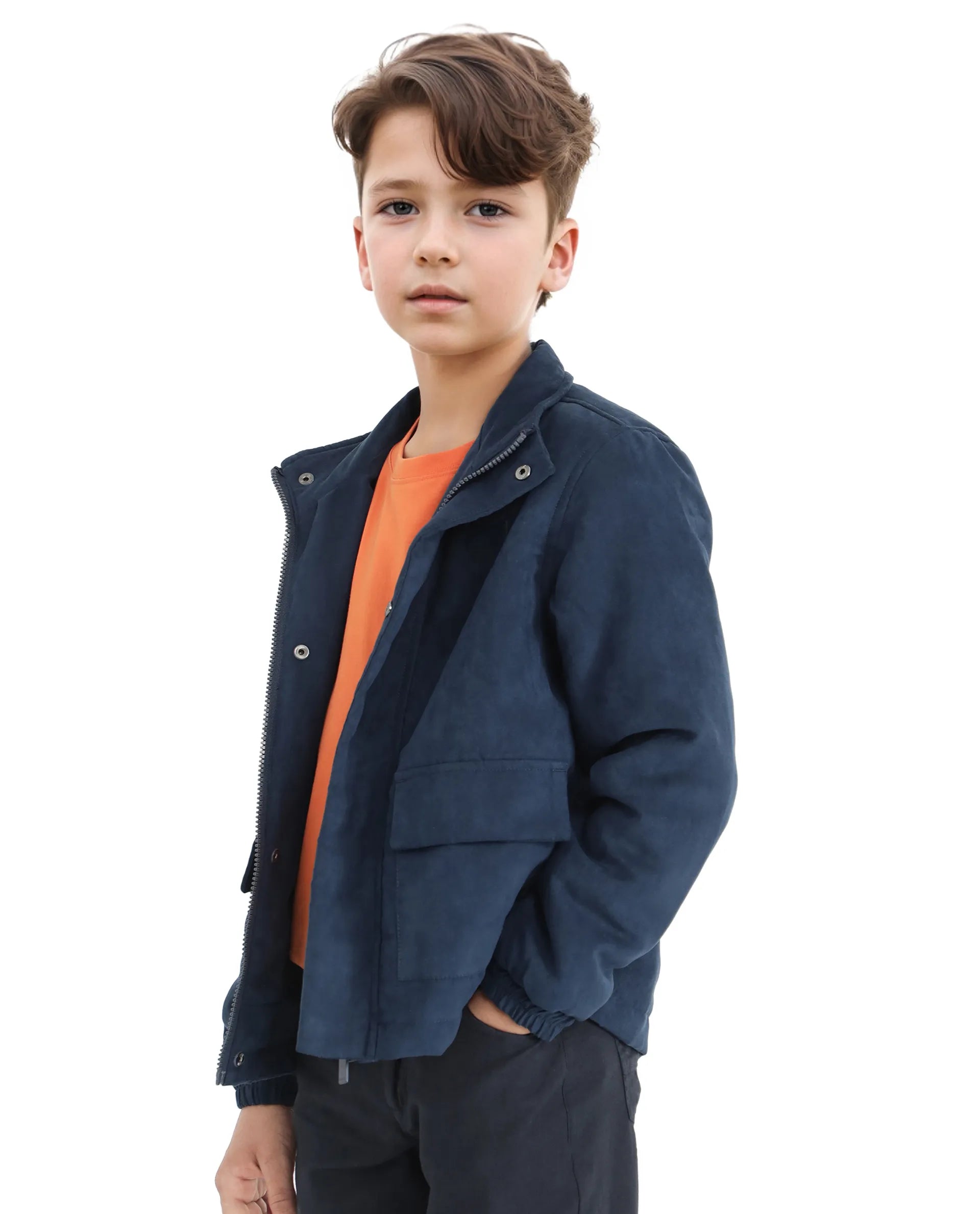 Rare Ones Kids Katpil Dark Blue Polyester Full Sleeve Solid Jacket