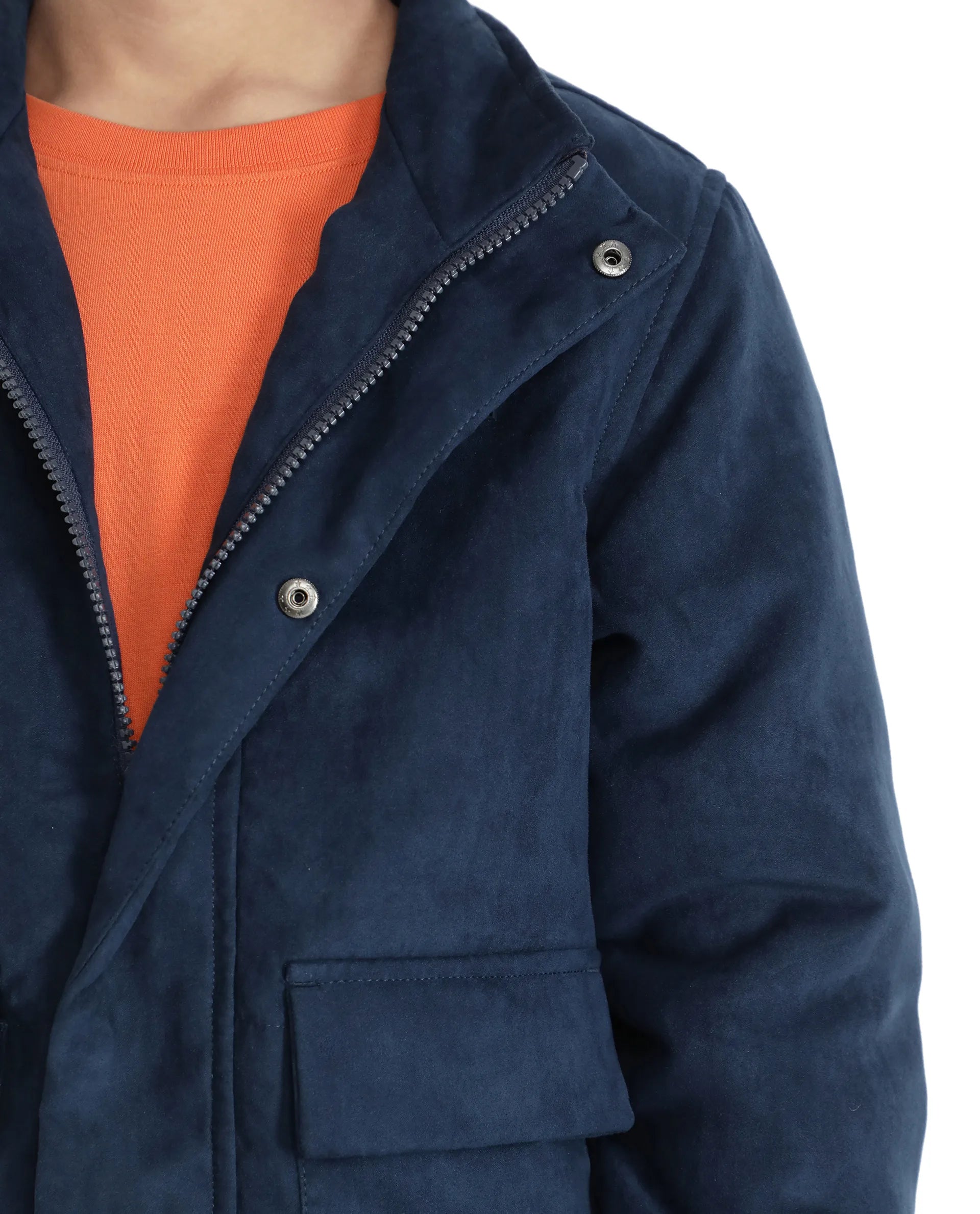 Rare Ones Kids Katpil Dark Blue Polyester Full Sleeve Solid Jacket