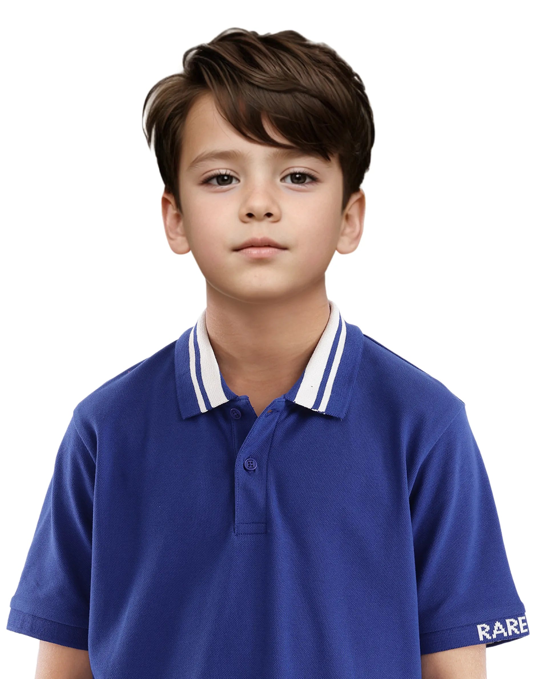 Rare Ones Kids Keef Dark Blue Cotton Short Sleeve Jacquard Polo