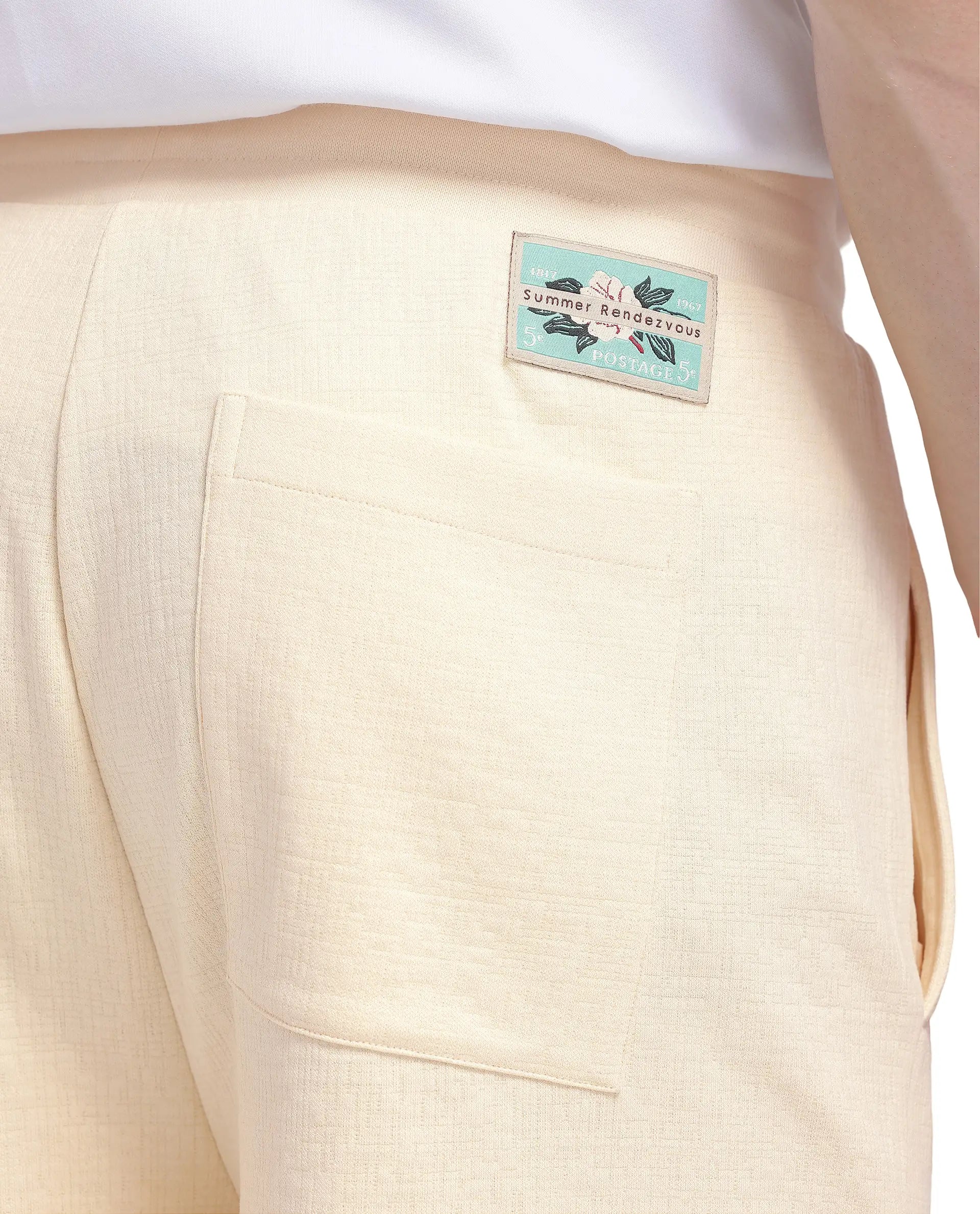 Rare Rabbit Men Kelor Pastel Yellow Cotton Elastane Fabric Drawstring Closure Back Label Plain Shorts