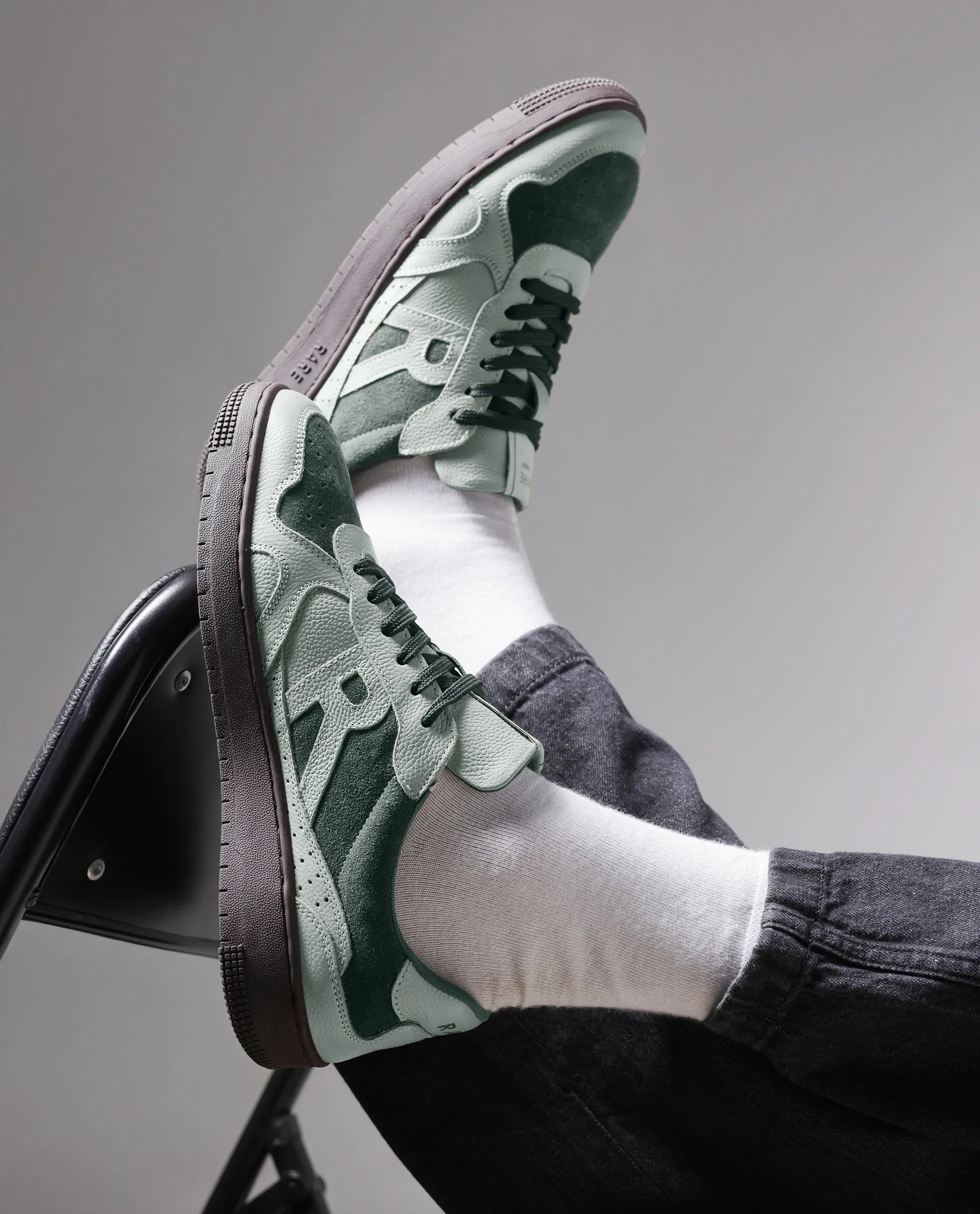 Rare Rabbit Men's Kelp Green Micro Fiber Leather Sneaker