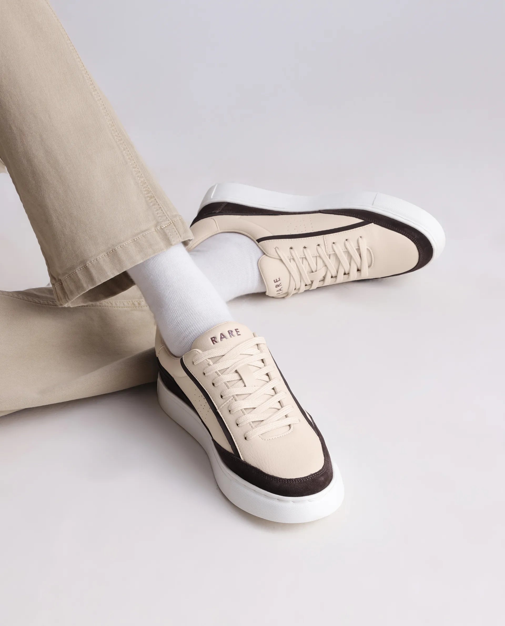 Rare Rabbit Men's Kennen Brown Micro Fiber Causal Sneaker