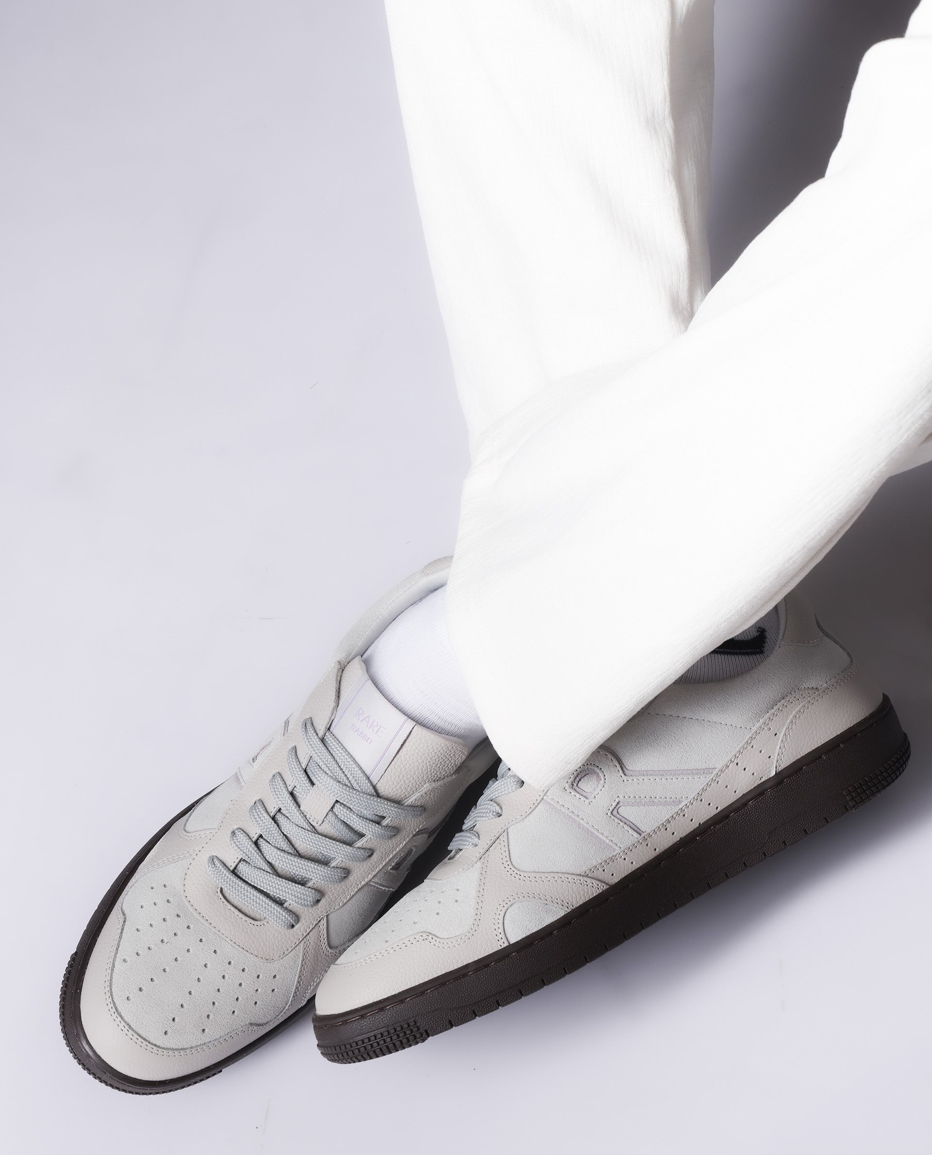 Rare Rabbit Men's Kepler Pro Light Grey Plain Shoes