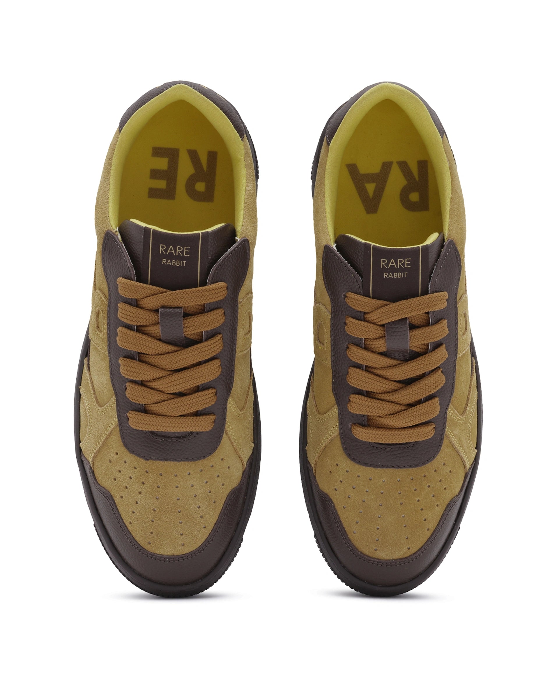 Rare Rabbit Men's Kepler Pro Yellow Plain Shoes