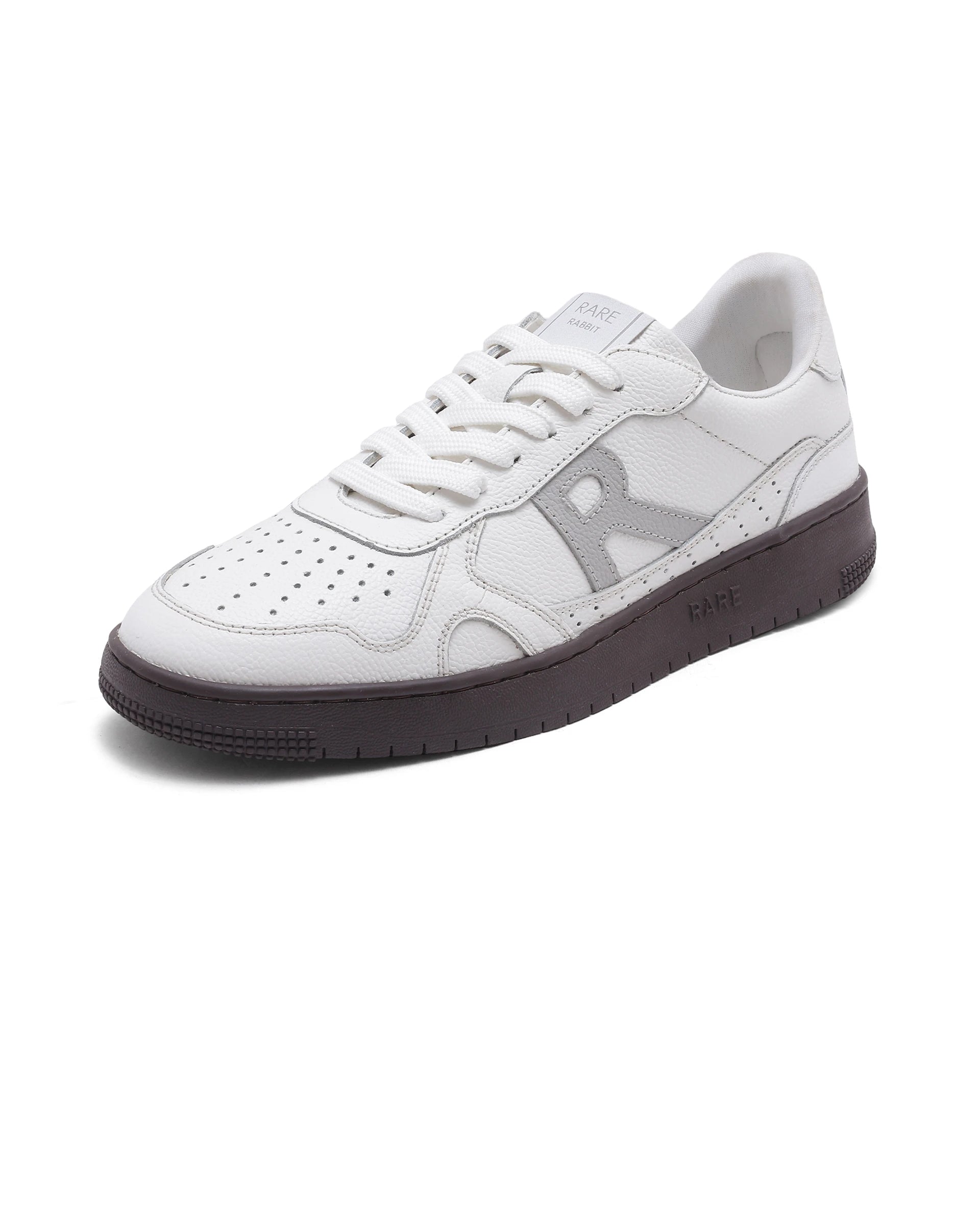 Rare Rabbit Men's Kepler White Genuine Leather Low-top Lace-up Sneaker Shoes