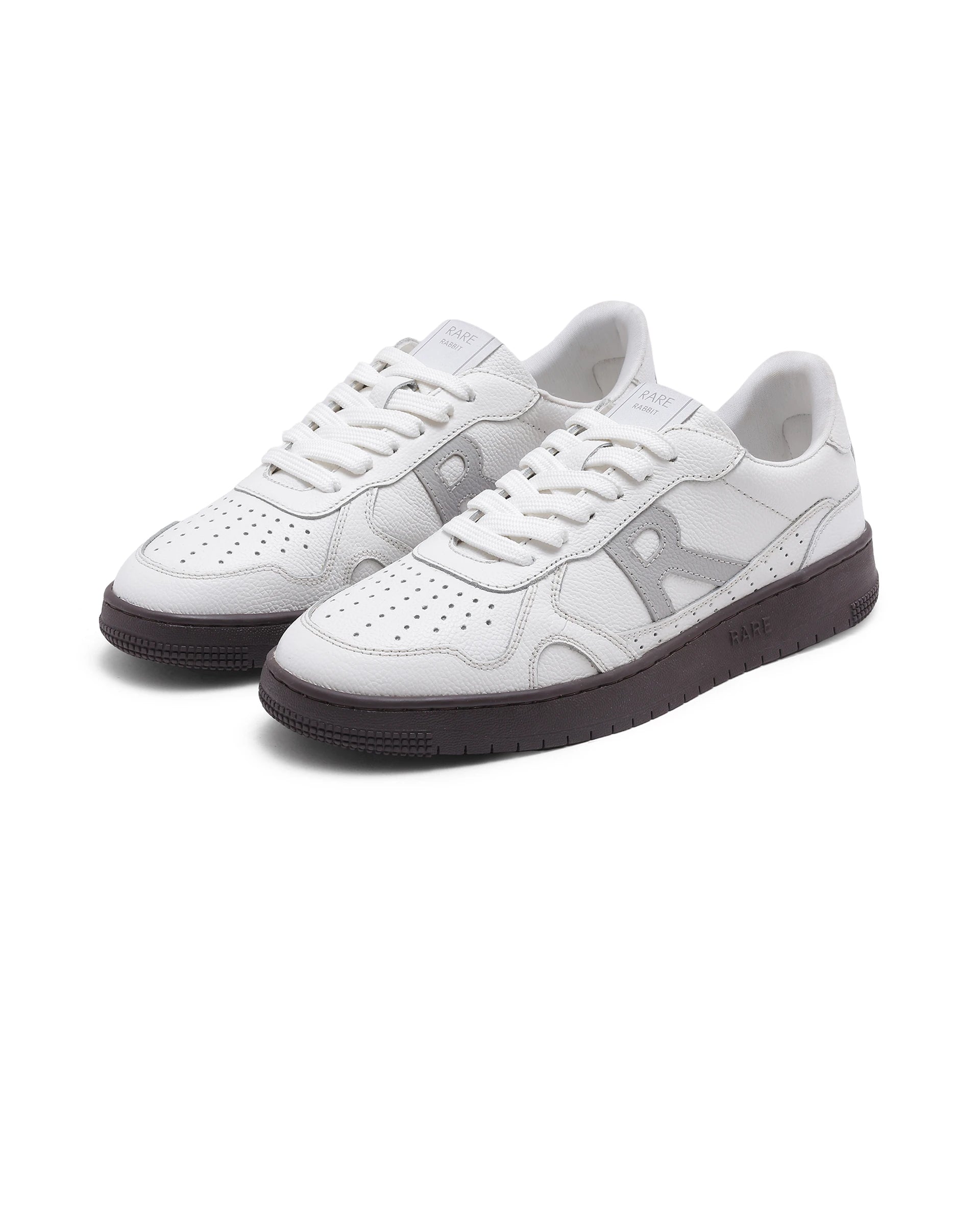 Rare Rabbit Men's Kepler White Genuine Leather Low-top Lace-up Sneaker Shoes