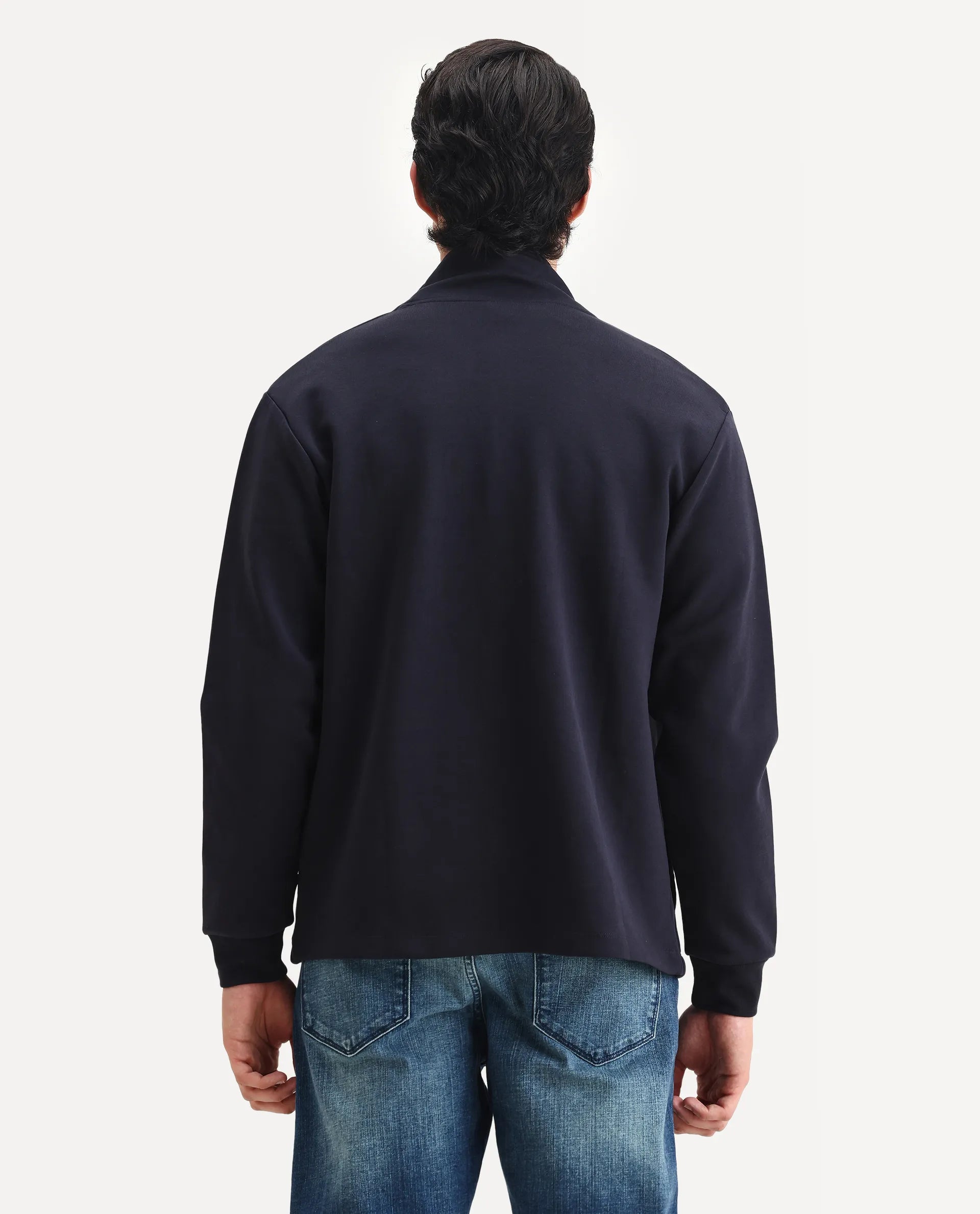 Rare Rabbit Men's Cotton Blend Plain Regular Fit Full Sleeve High Neck Sweatshirt