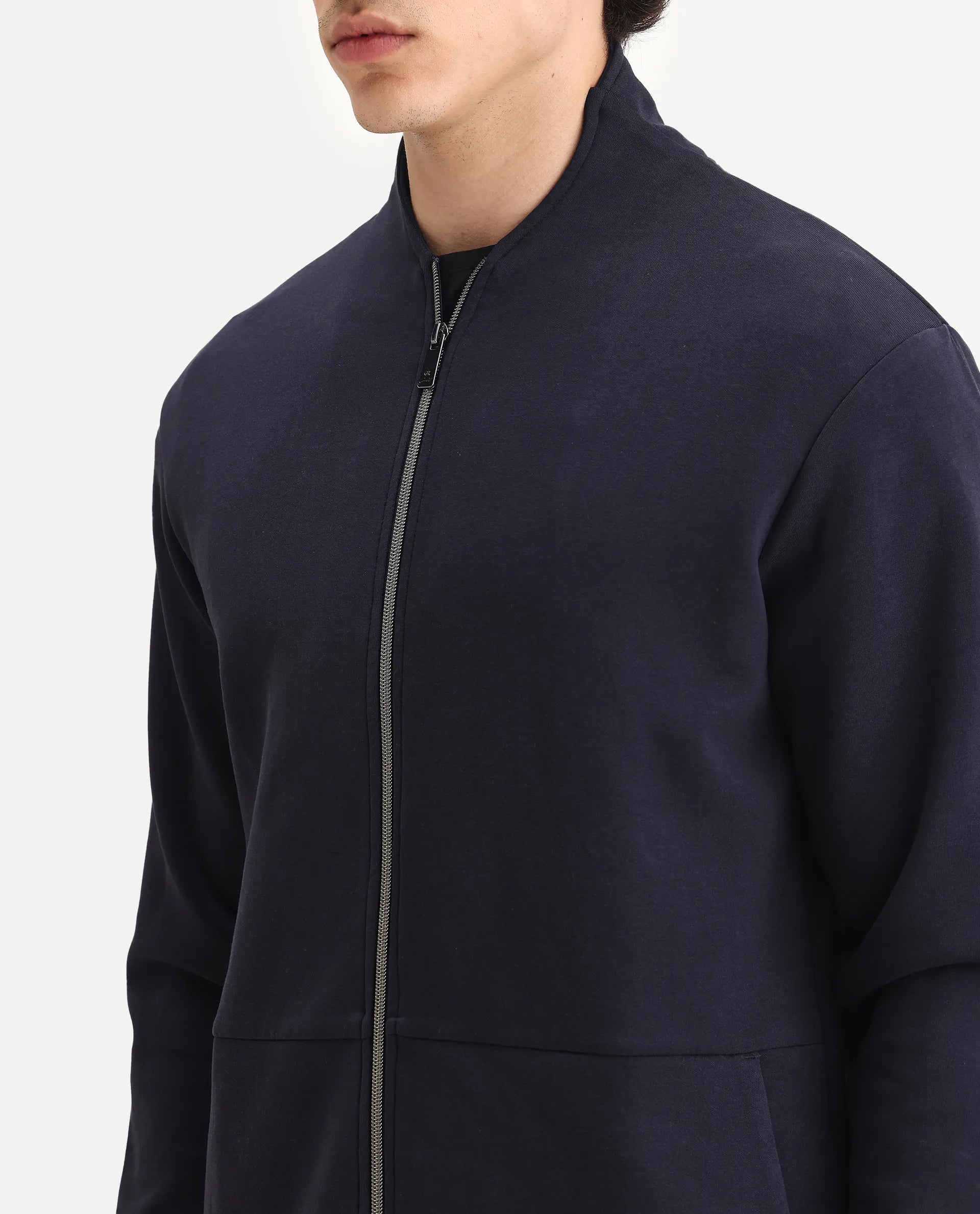 Rare Rabbit Men's Cotton Blend Plain Regular Fit Full Sleeve High Neck Sweatshirt