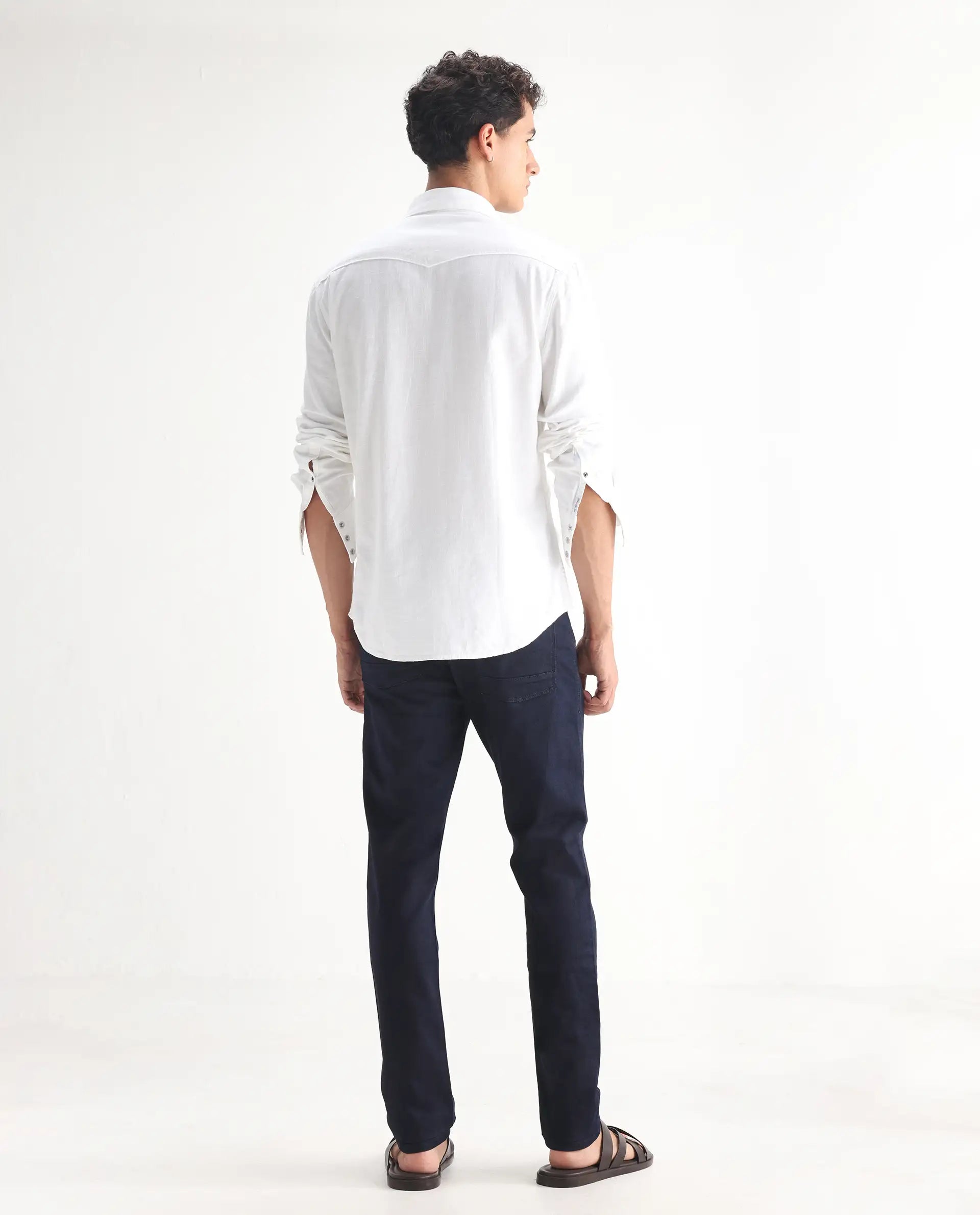 Rare Rabbit Men's Kiel Navy Cotton Plain Morris Regular Fit Jeans