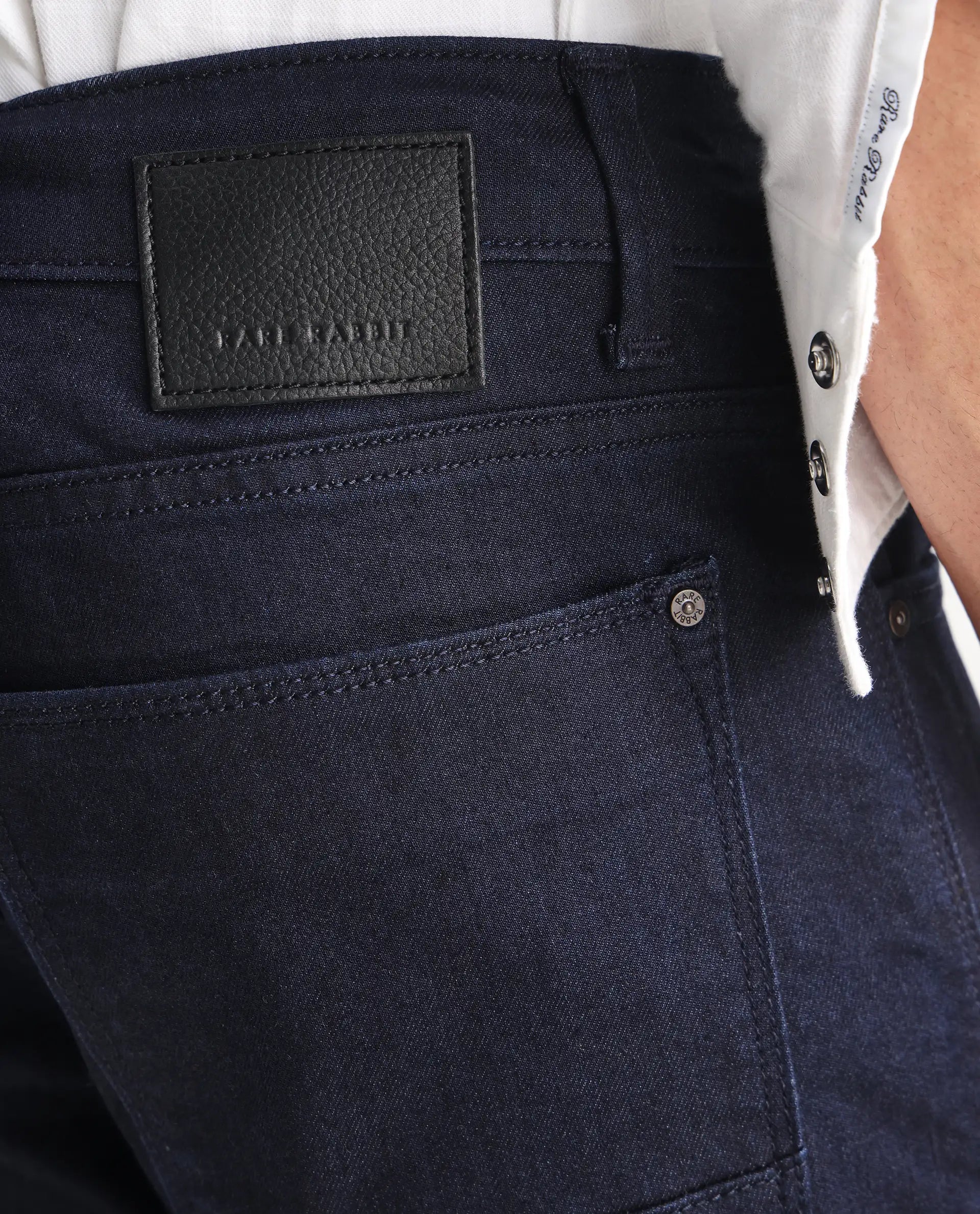 Rare Rabbit Men's Kiel Navy Cotton Plain Morris Regular Fit Jeans