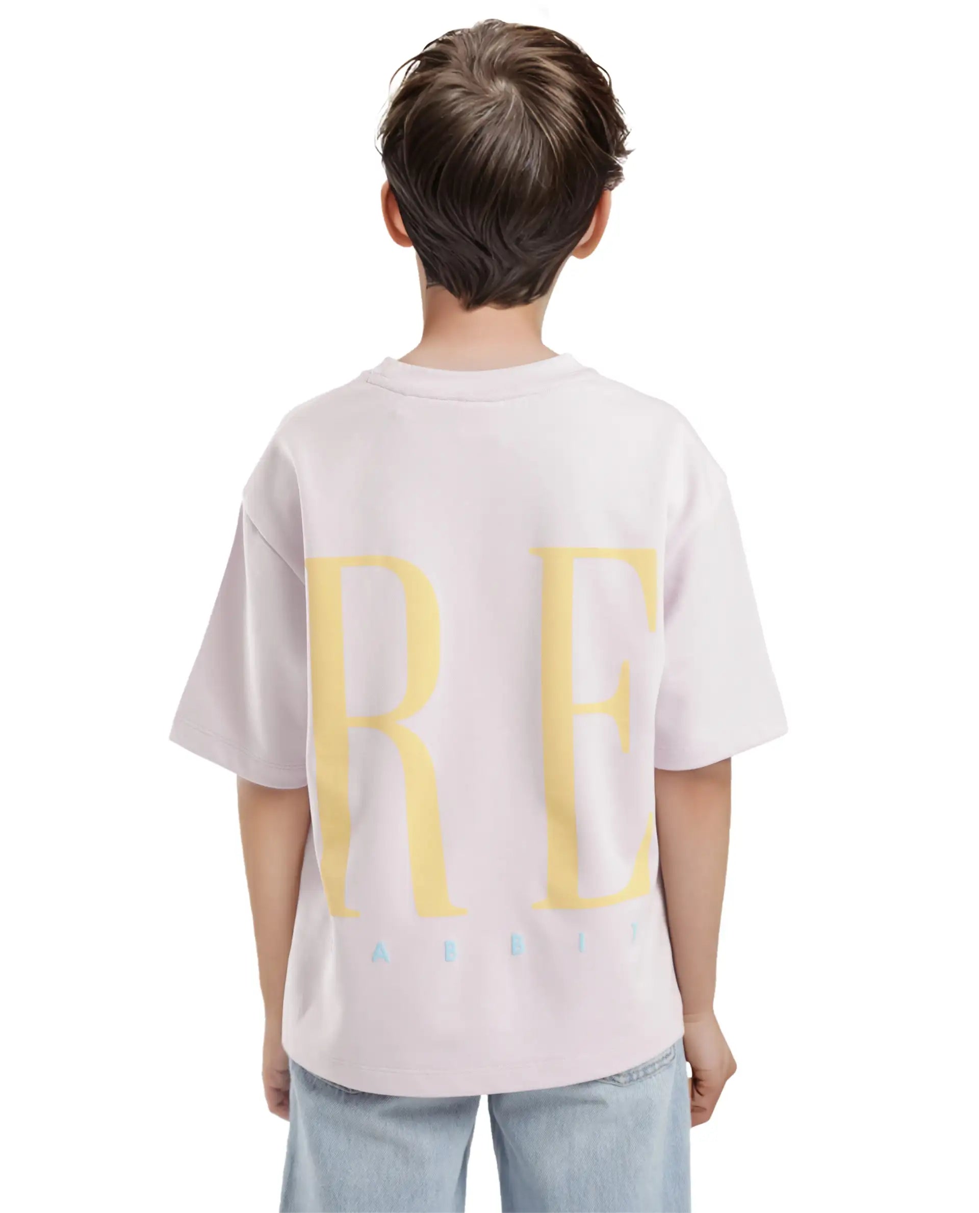 Rare Ones Kids Kin Purple Cotton Half Sleeves Crew Neck Oversized Fit Graphic Print T-Shirt